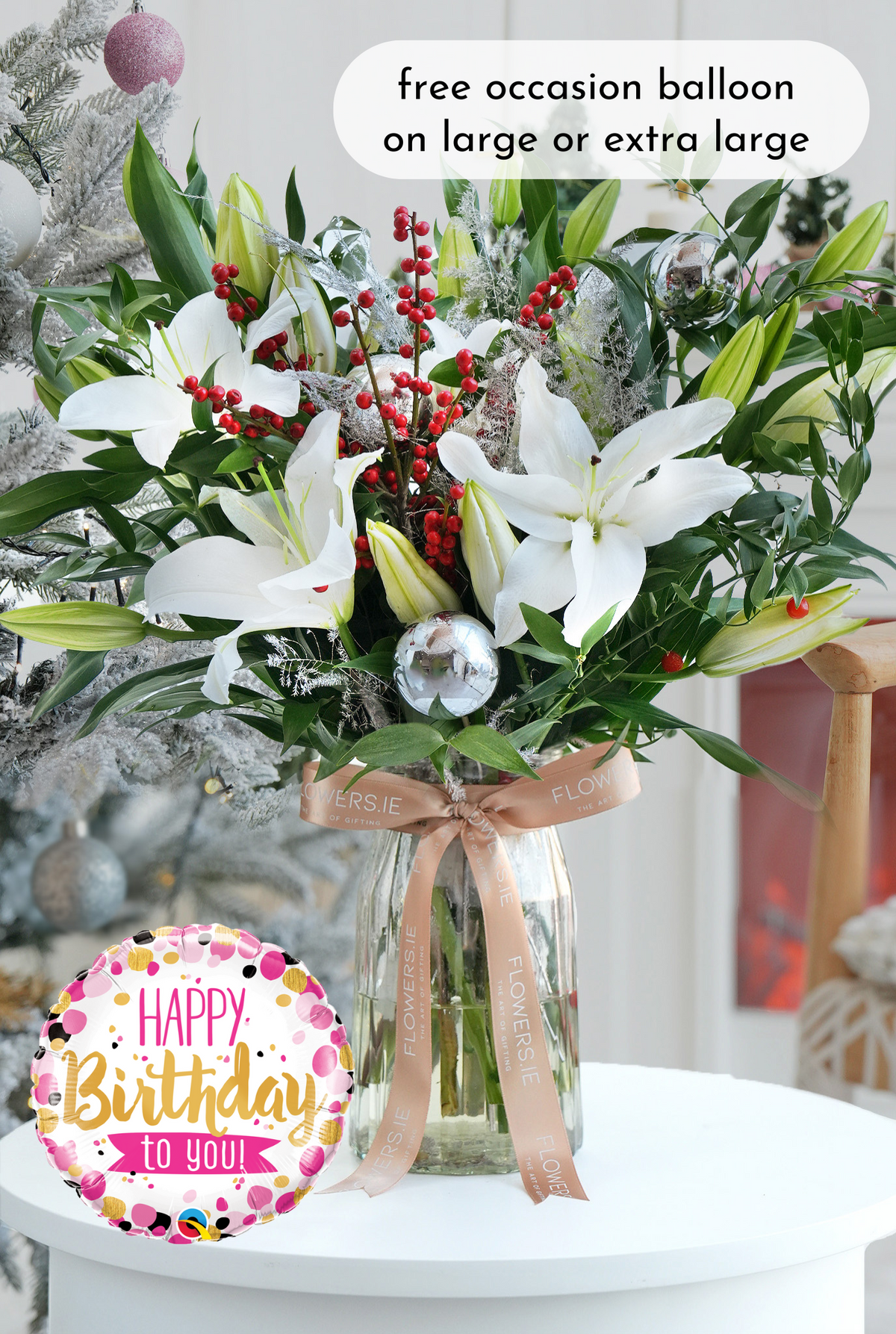 Birthday White Scented Lily Christmas - Vase