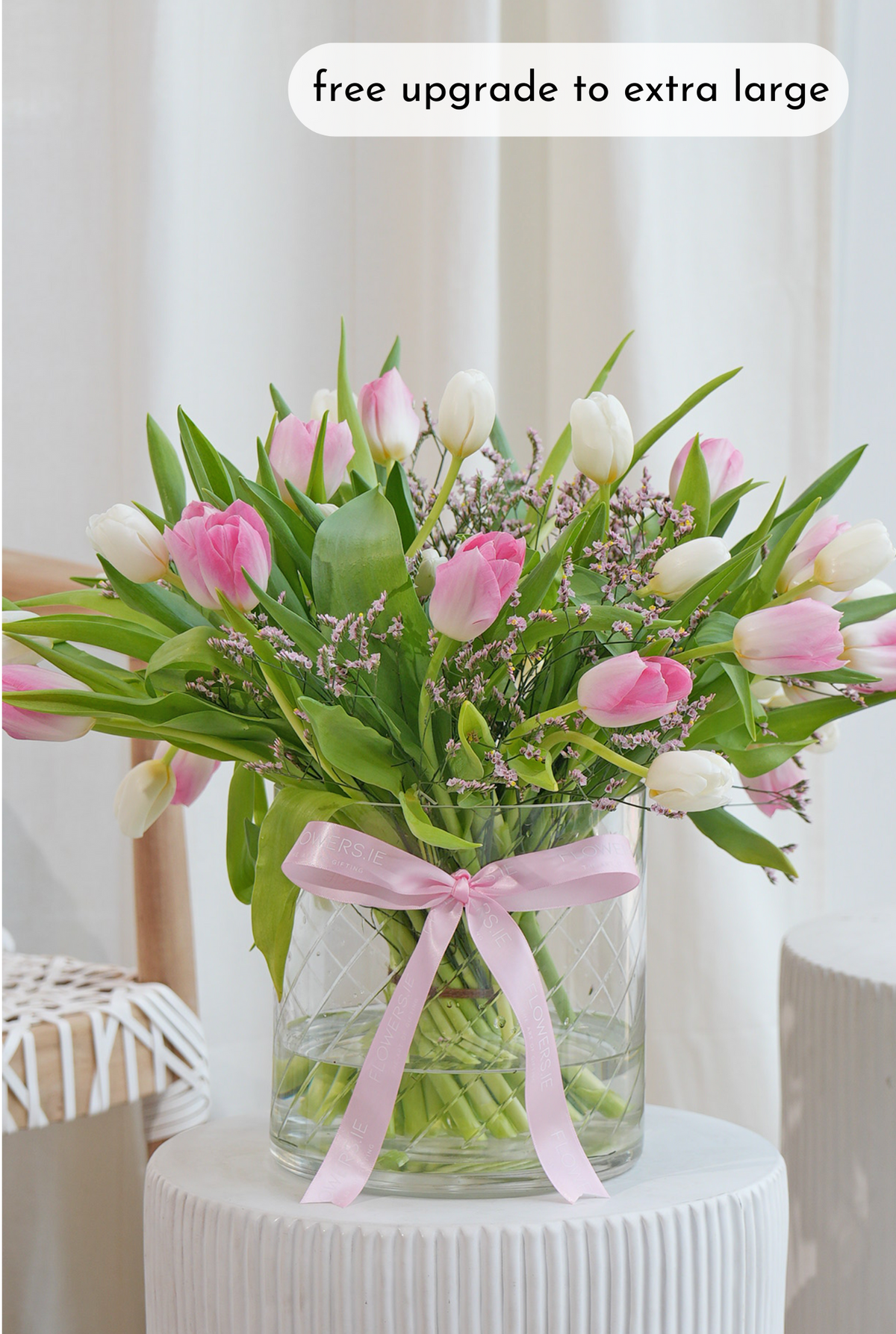 Luxury Pink and White Tulips - Vase