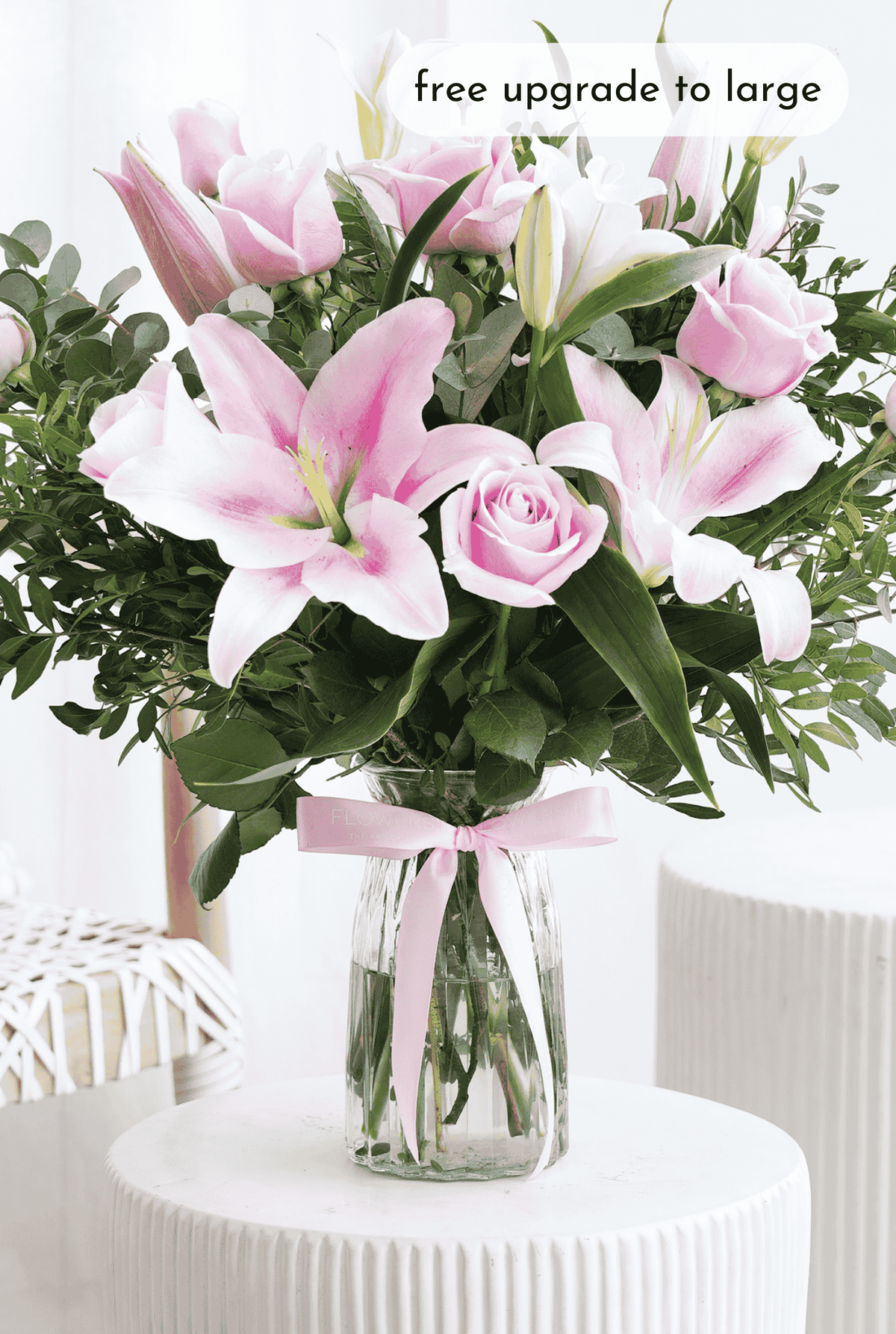 Mother's Day Pink Roses and Pink Lily - Vase