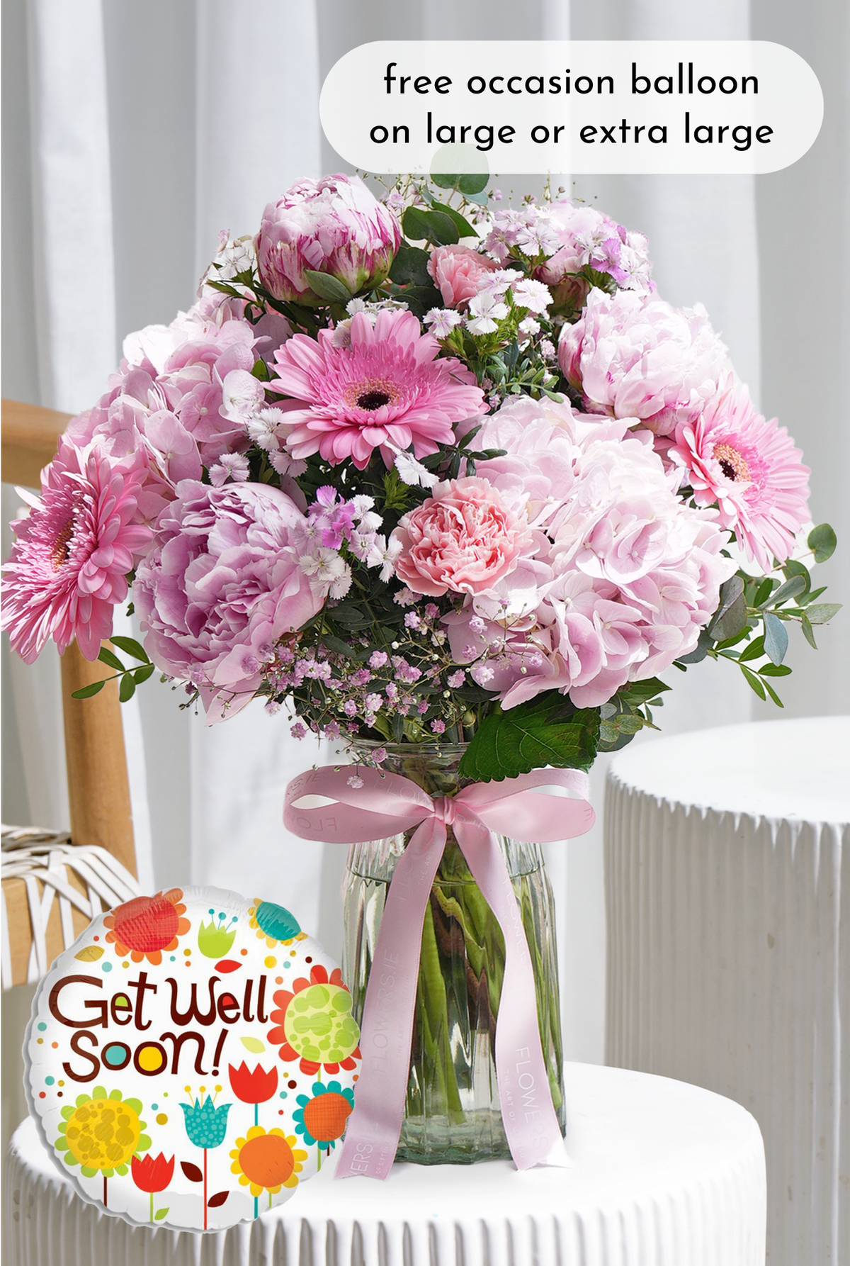 Get Well Peony Pretty Pink - Vase