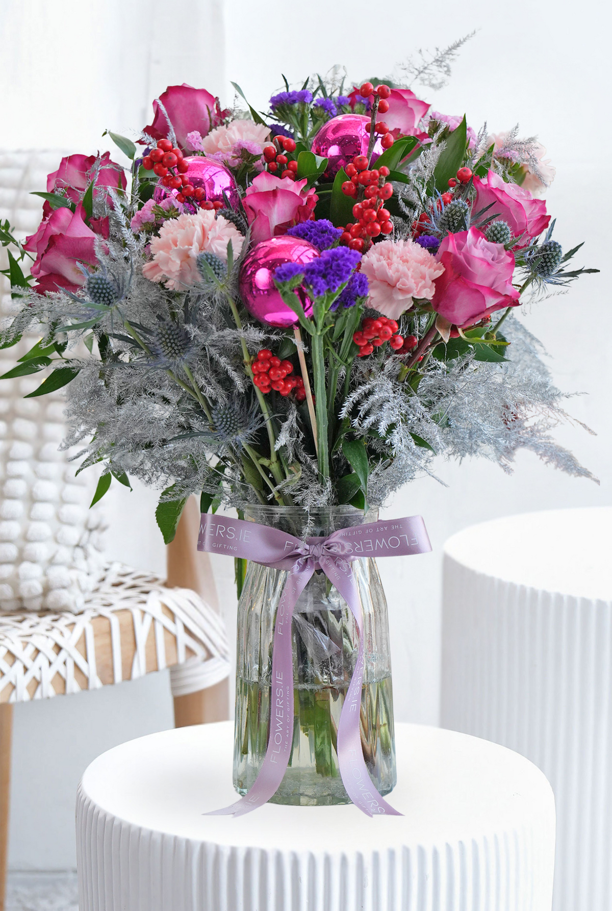 Lavender Floral Christmas Vase