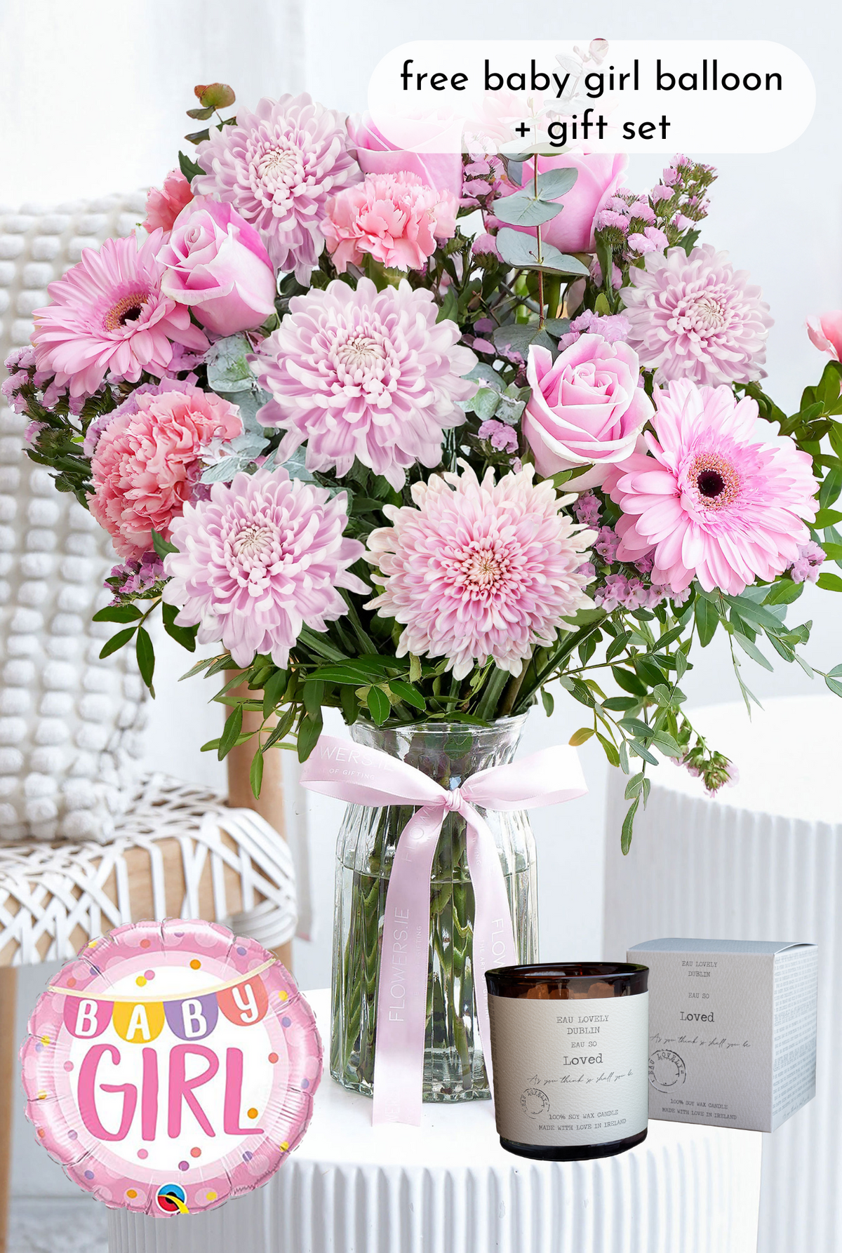 New Baby Girl Pink Delight - Vase