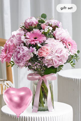Peony Pretty Pink - Vase Gift Set