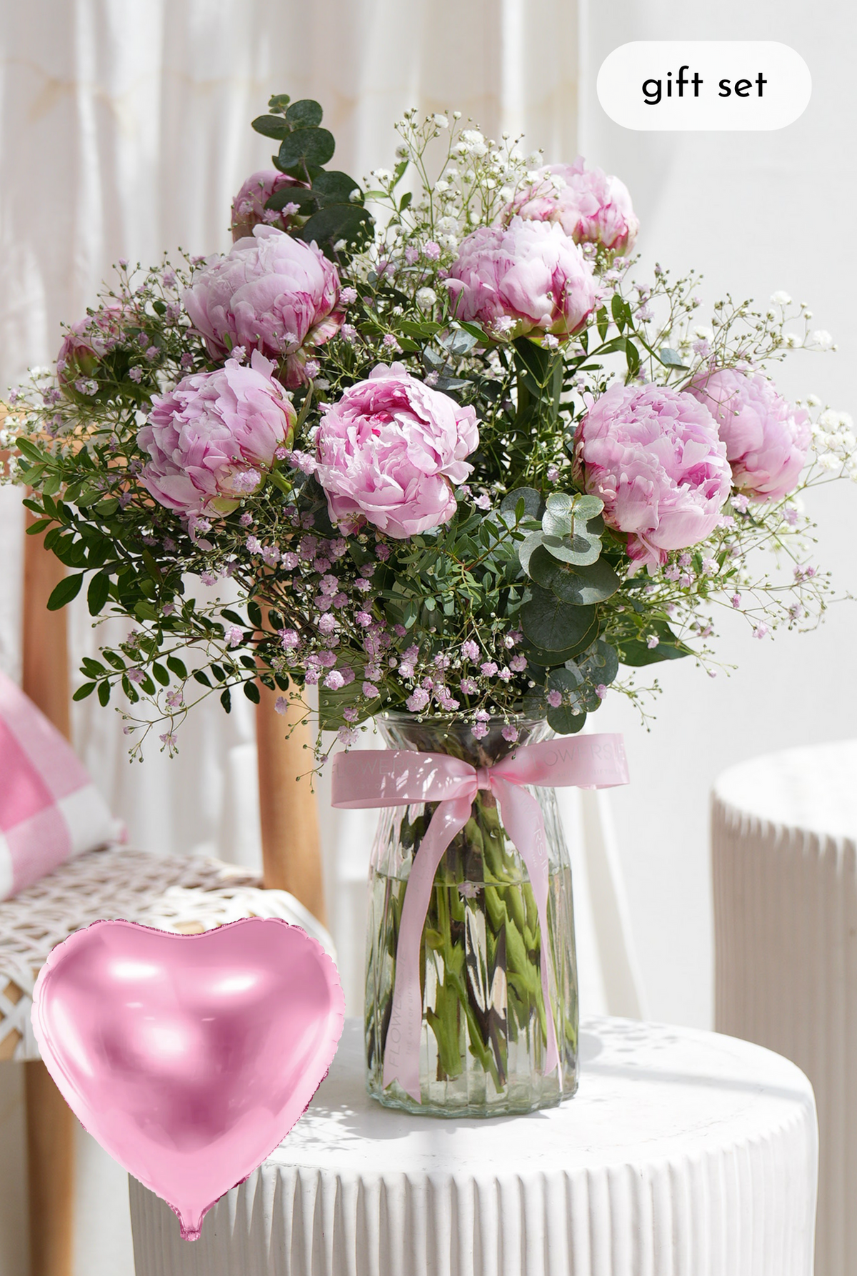 Luxury Pink Peony - Vase Gift Set