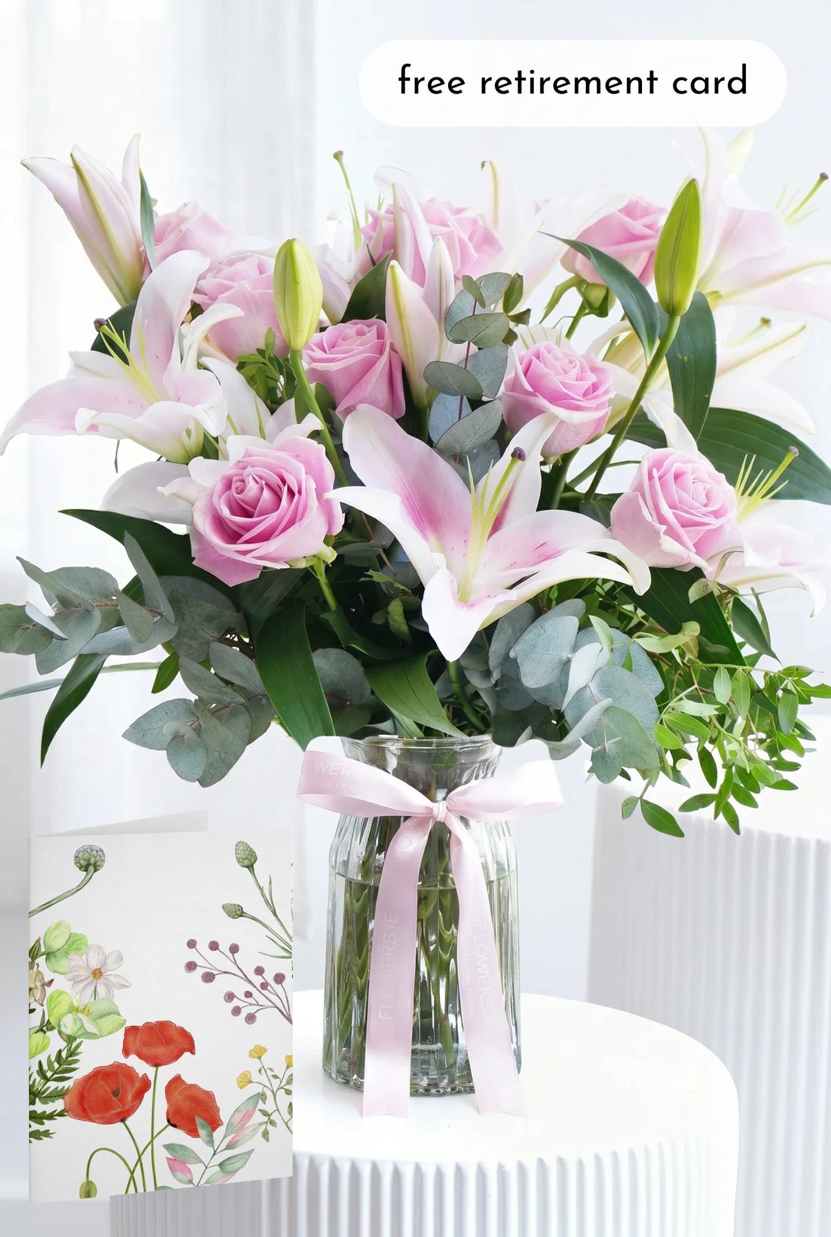 Pink Roses and Pink Lily - Vase