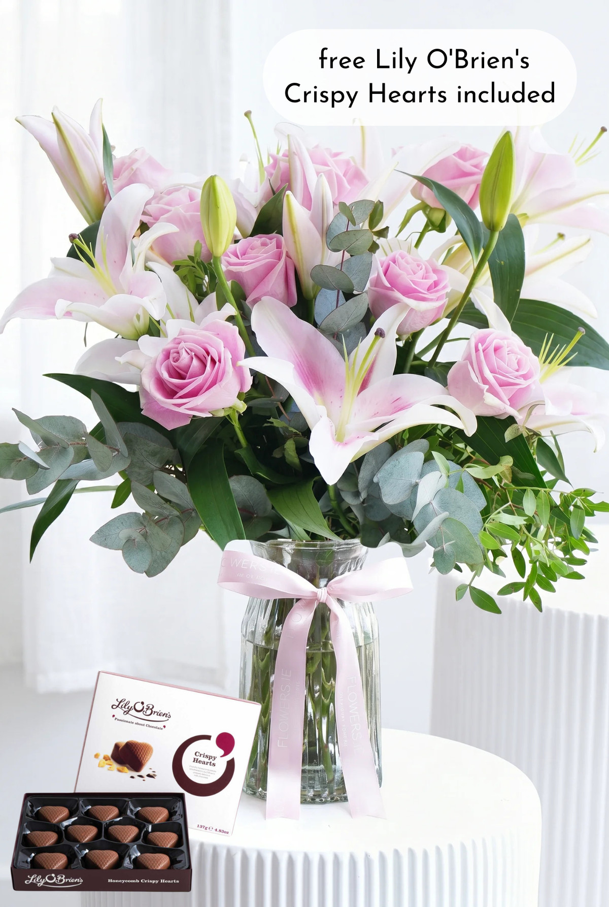 Pink Roses and Pink Lily - Vase