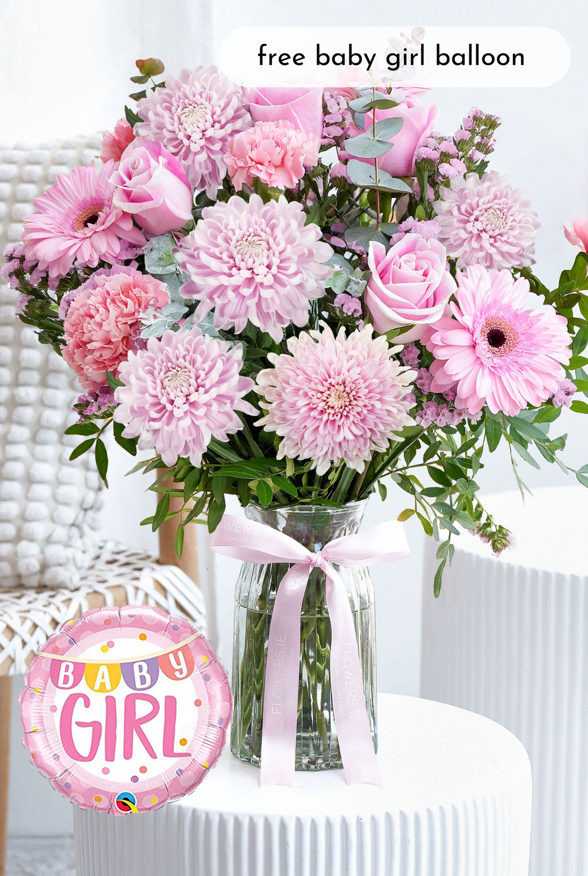 New Baby Girl Pink Delight - Vase