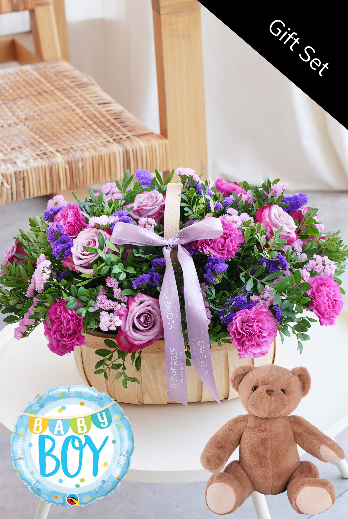 Baby Boy Lavender Floral - Basket Gift Set