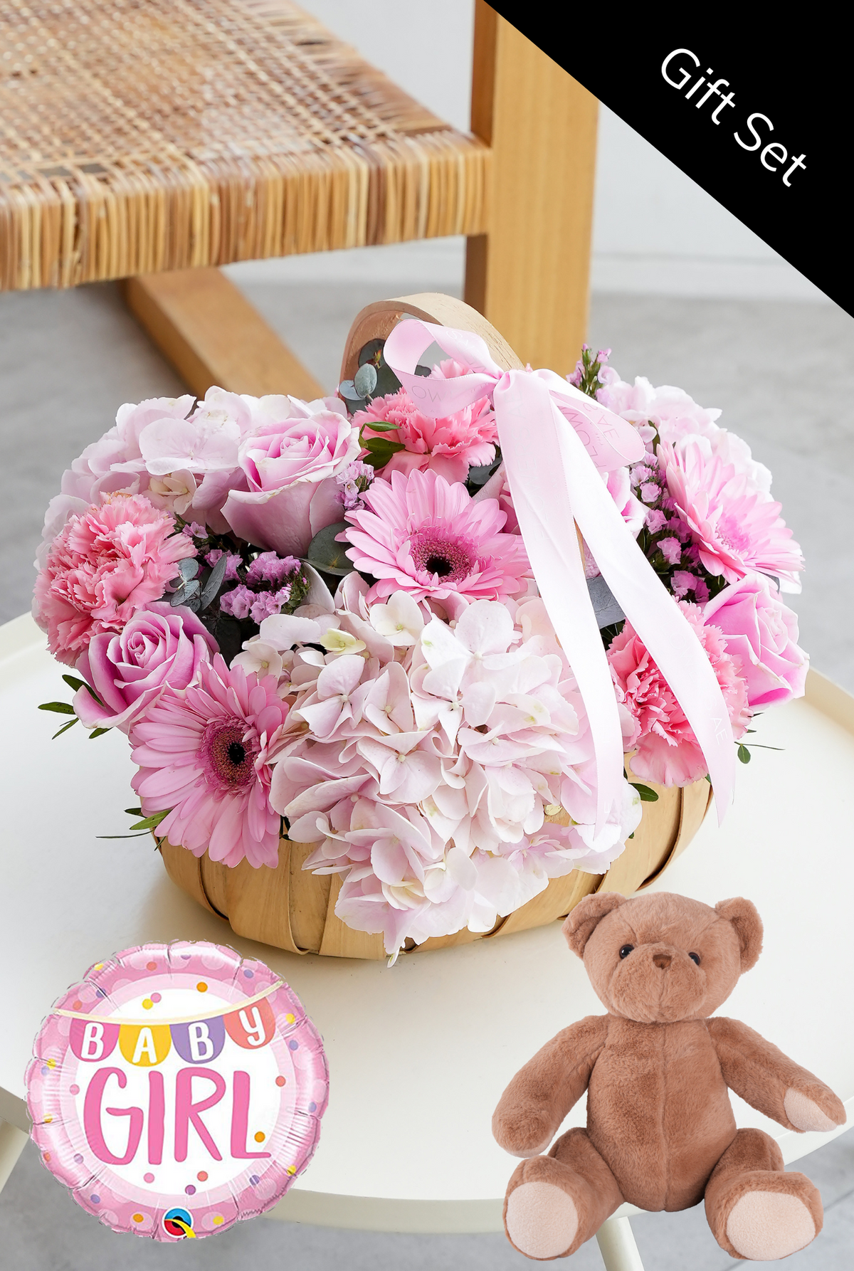 Baby Girl Pretty Pink - Basket Gift Set