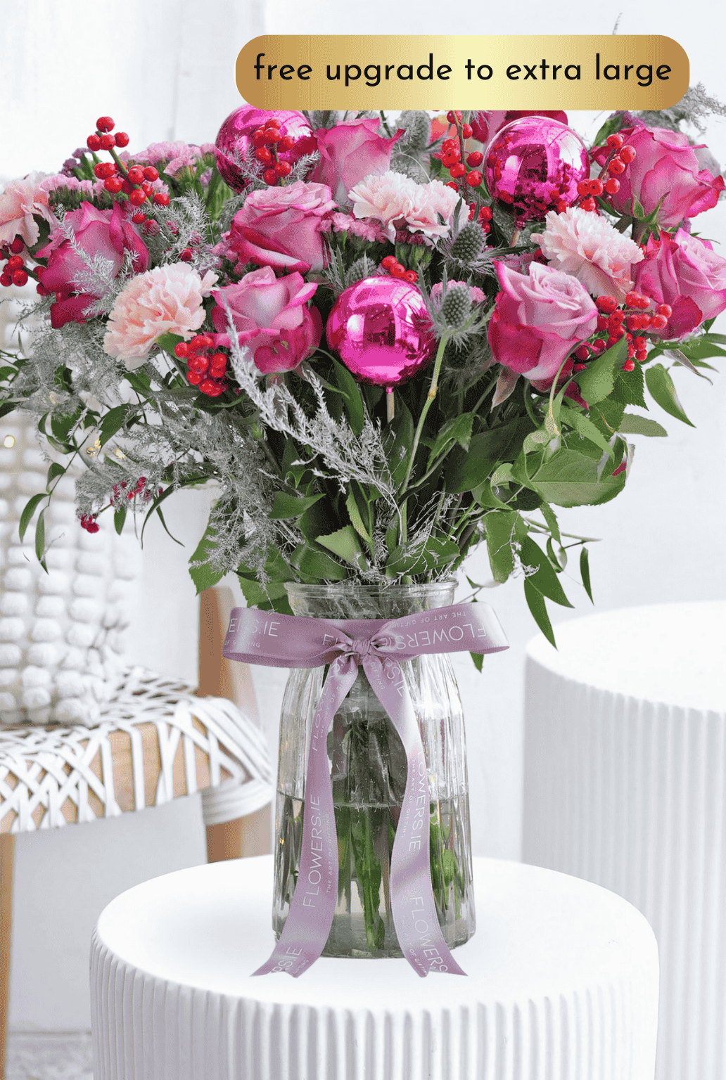 Lavender Floral Christmas Vase