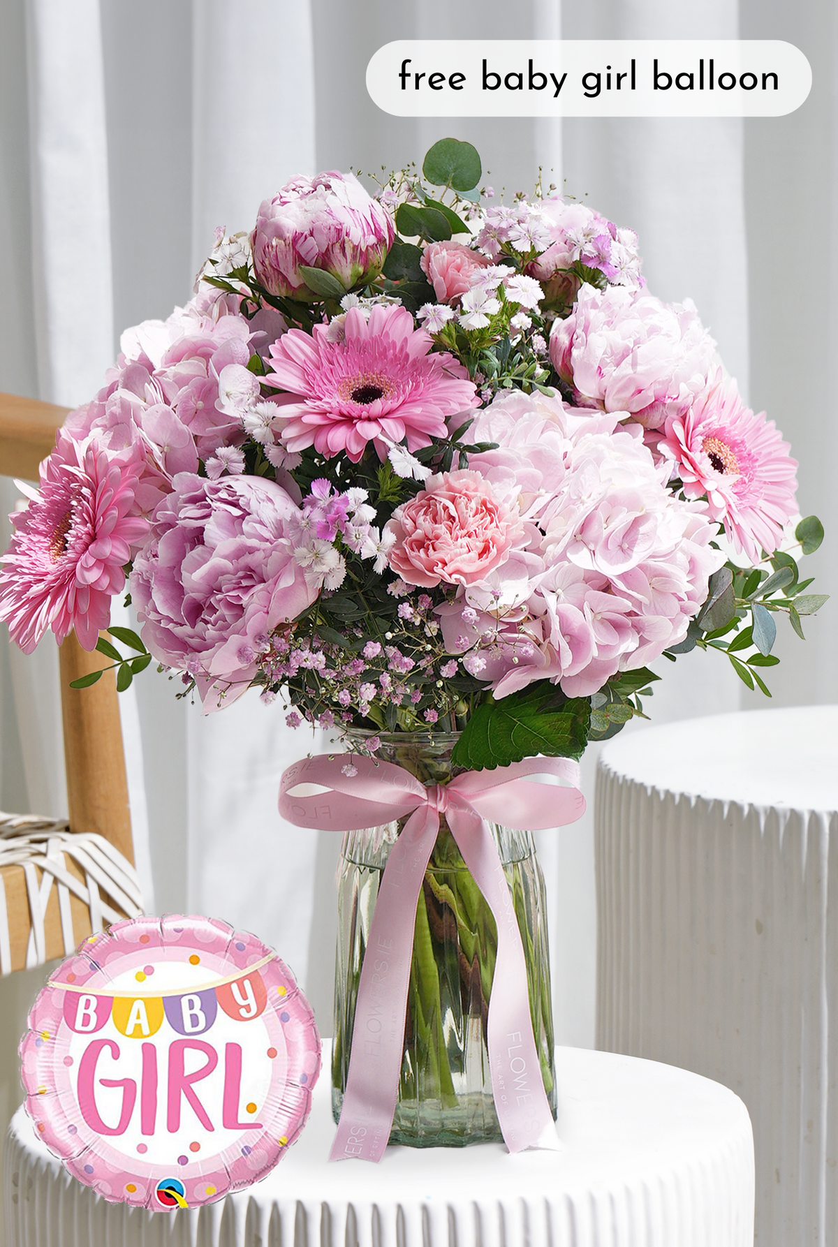New Baby Girl Peony Pretty Pink - Vase
