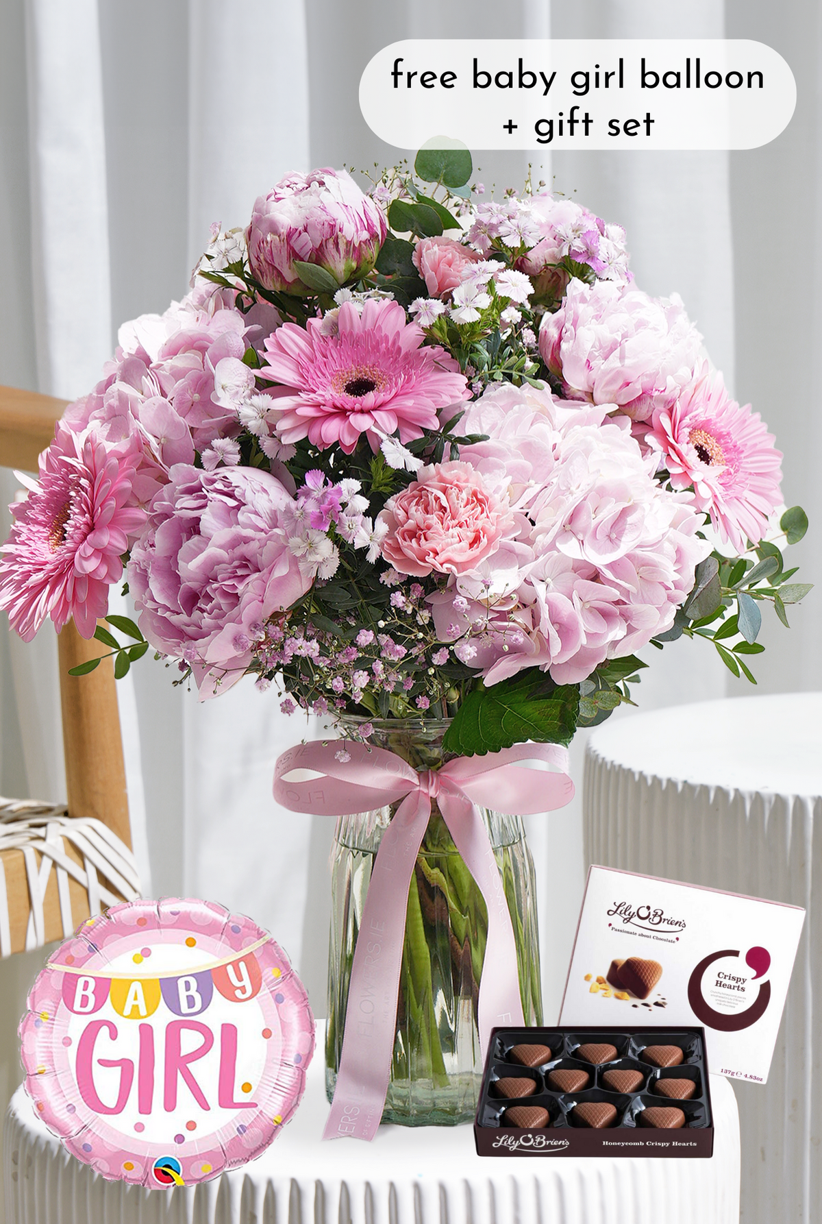 New Baby Girl Peony Pretty Pink - Vase