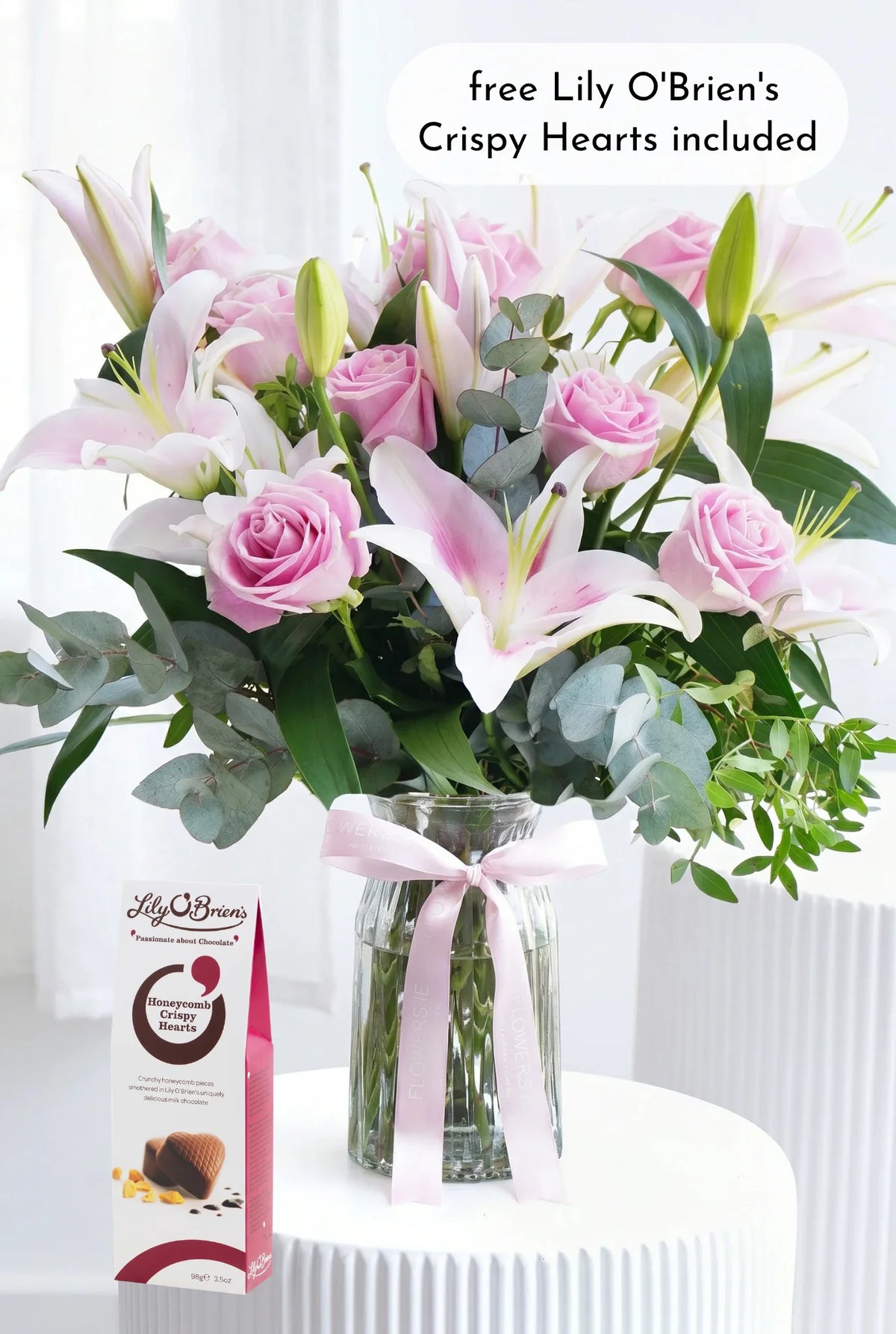 Pink Roses and Pink Lily - Vase