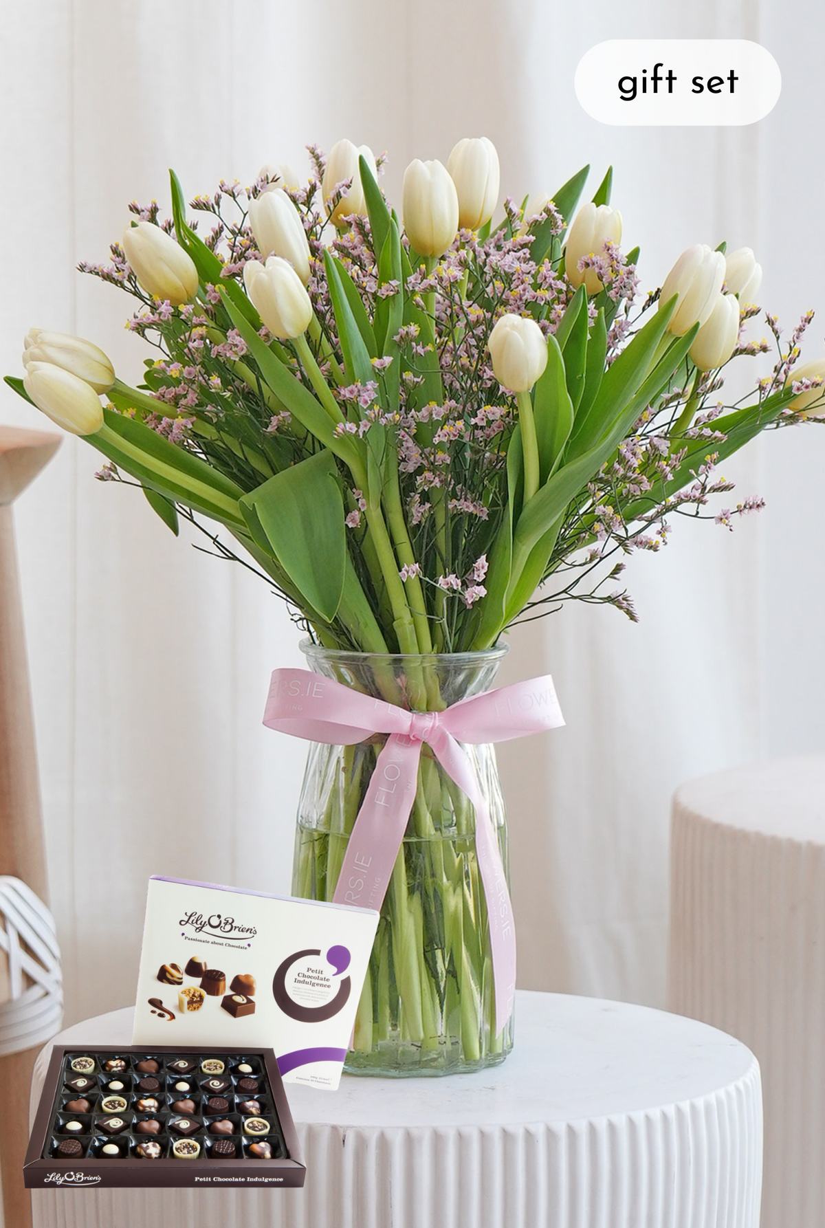 Women&#39;s Day Luxury White Tulips - Vase