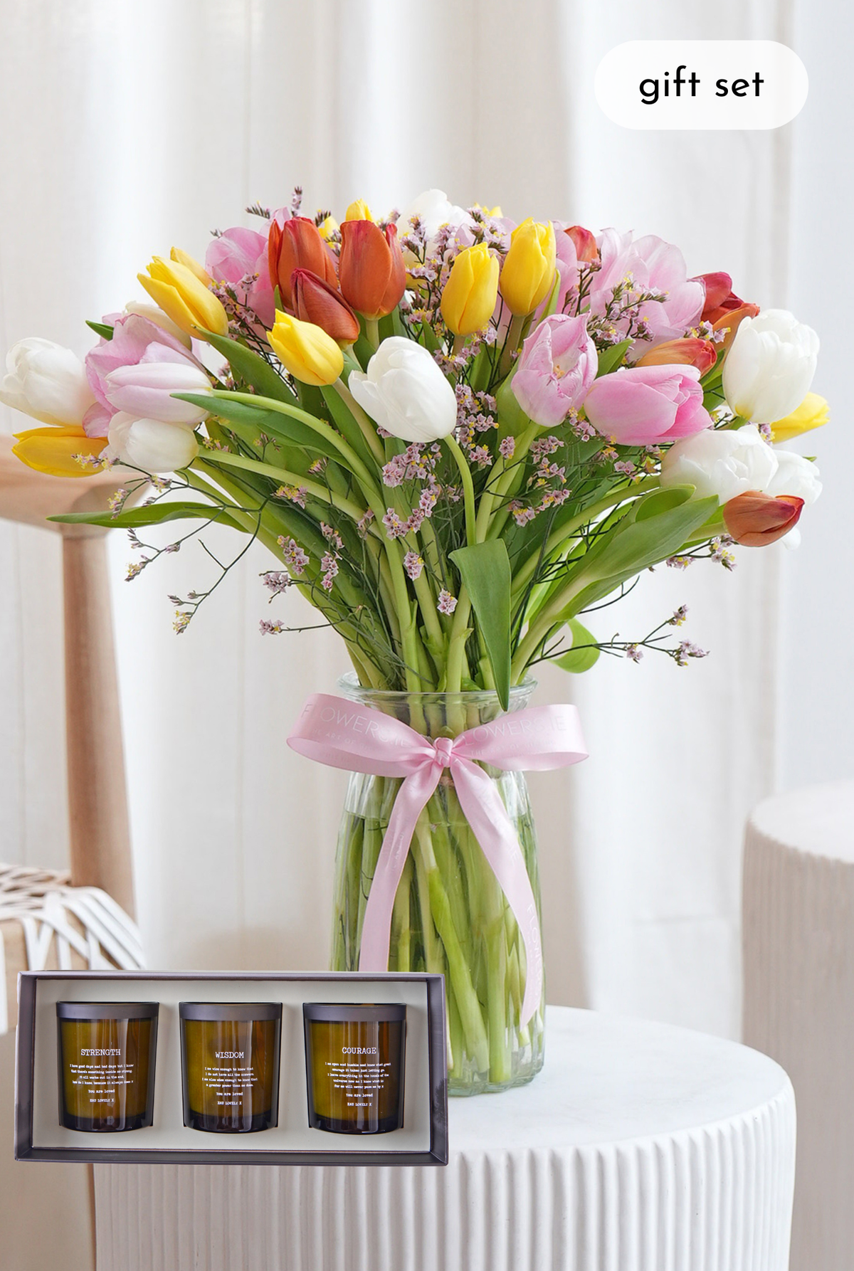 Luxury Signature Tulips - Vase with Candle