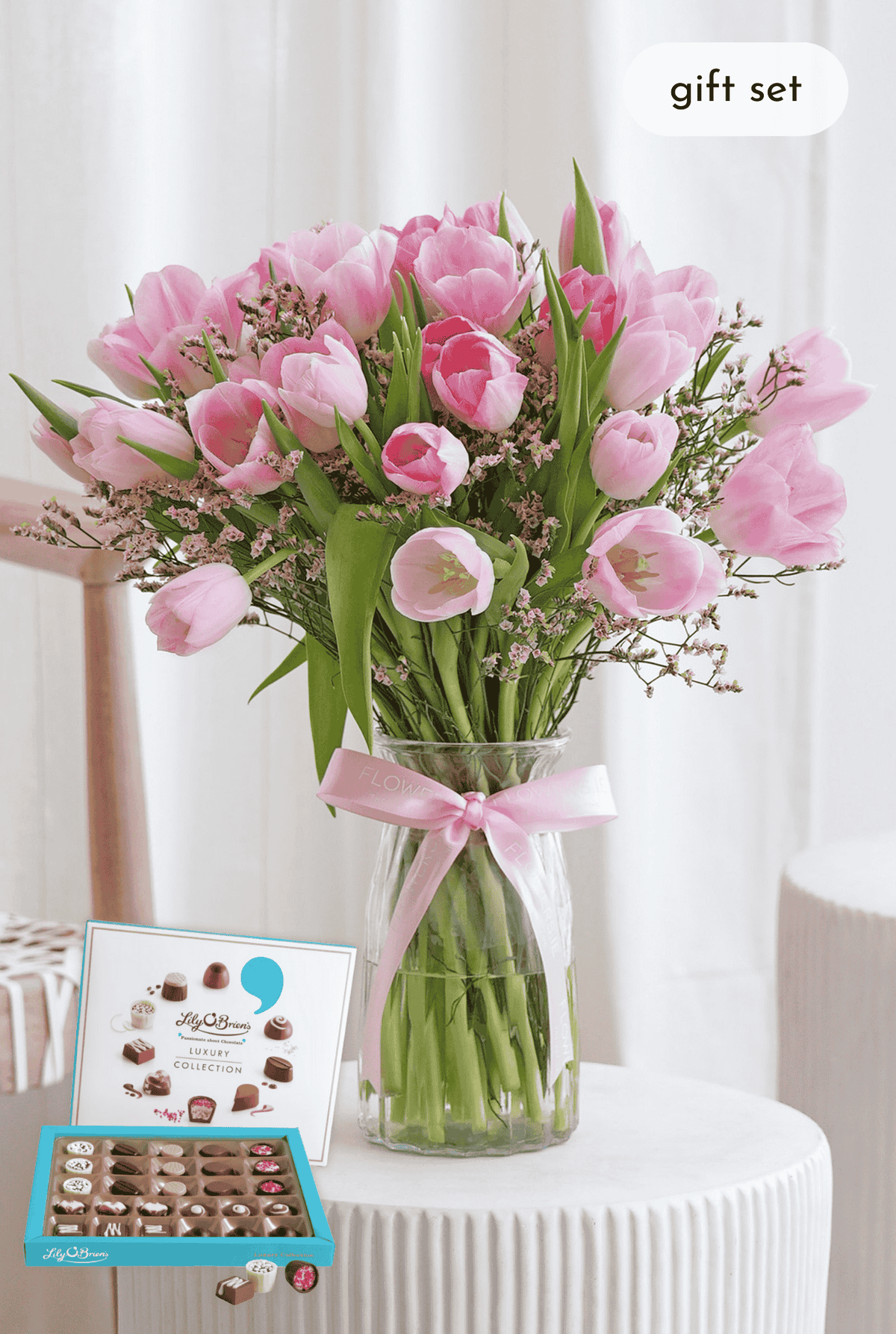 Women's Day Luxury Pink Tulips - Vase