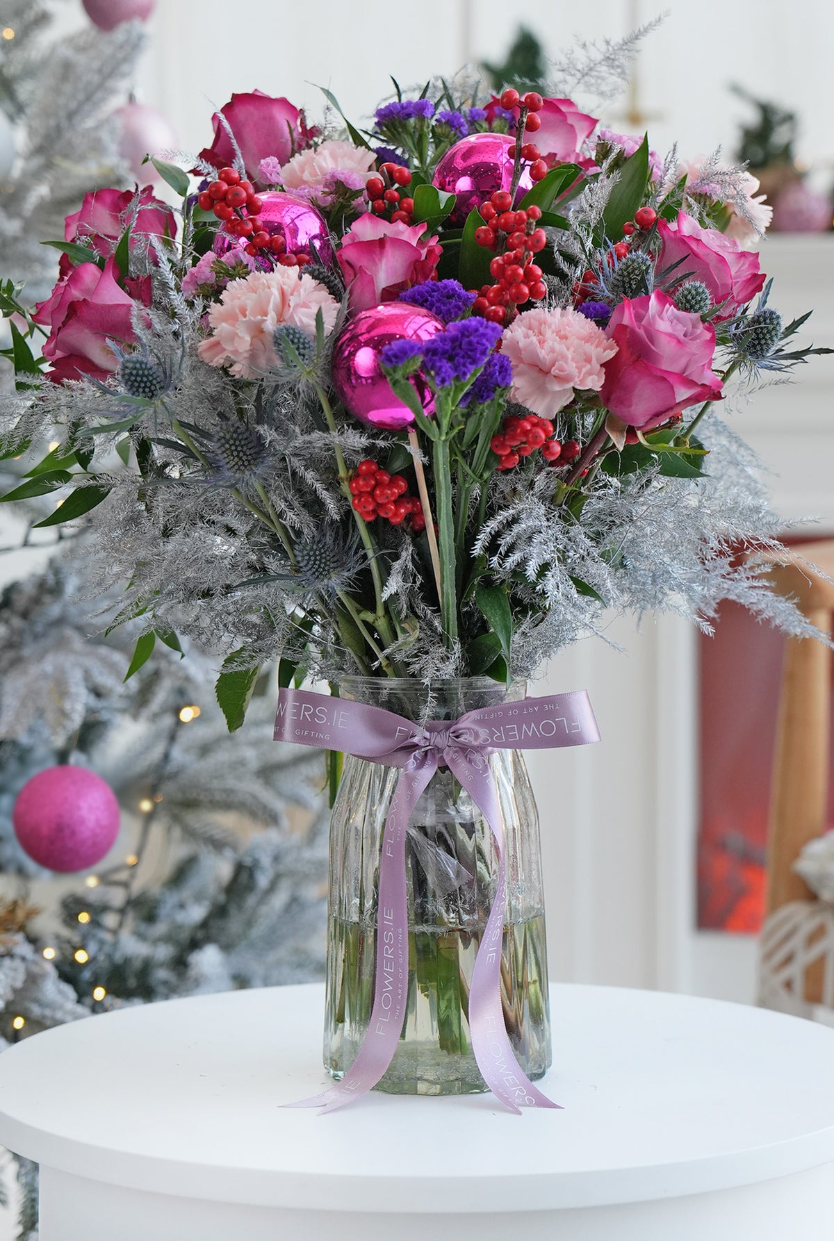 Lavender Floral Christmas Vase