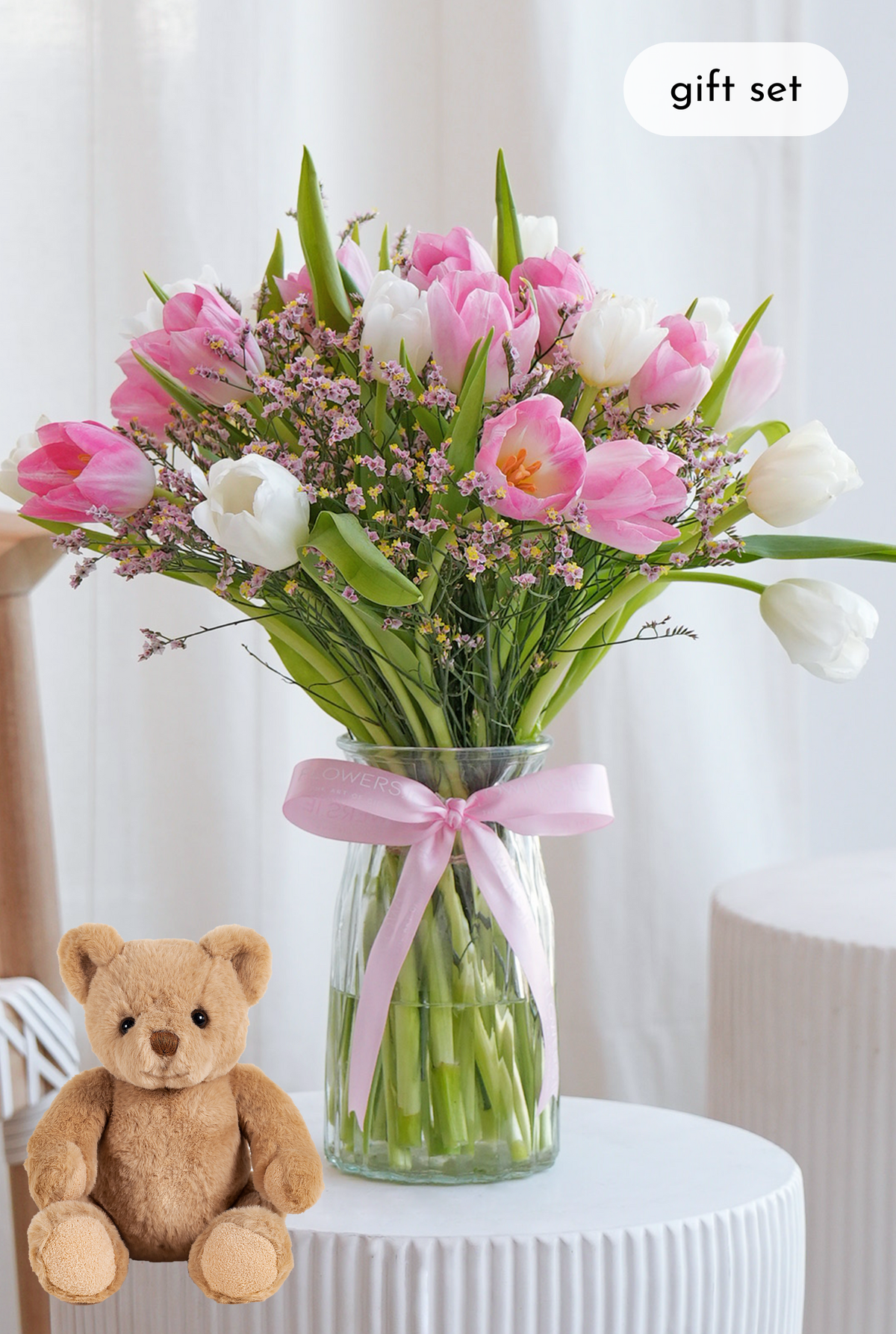 Women's Day Pink and White Tulips - Vase