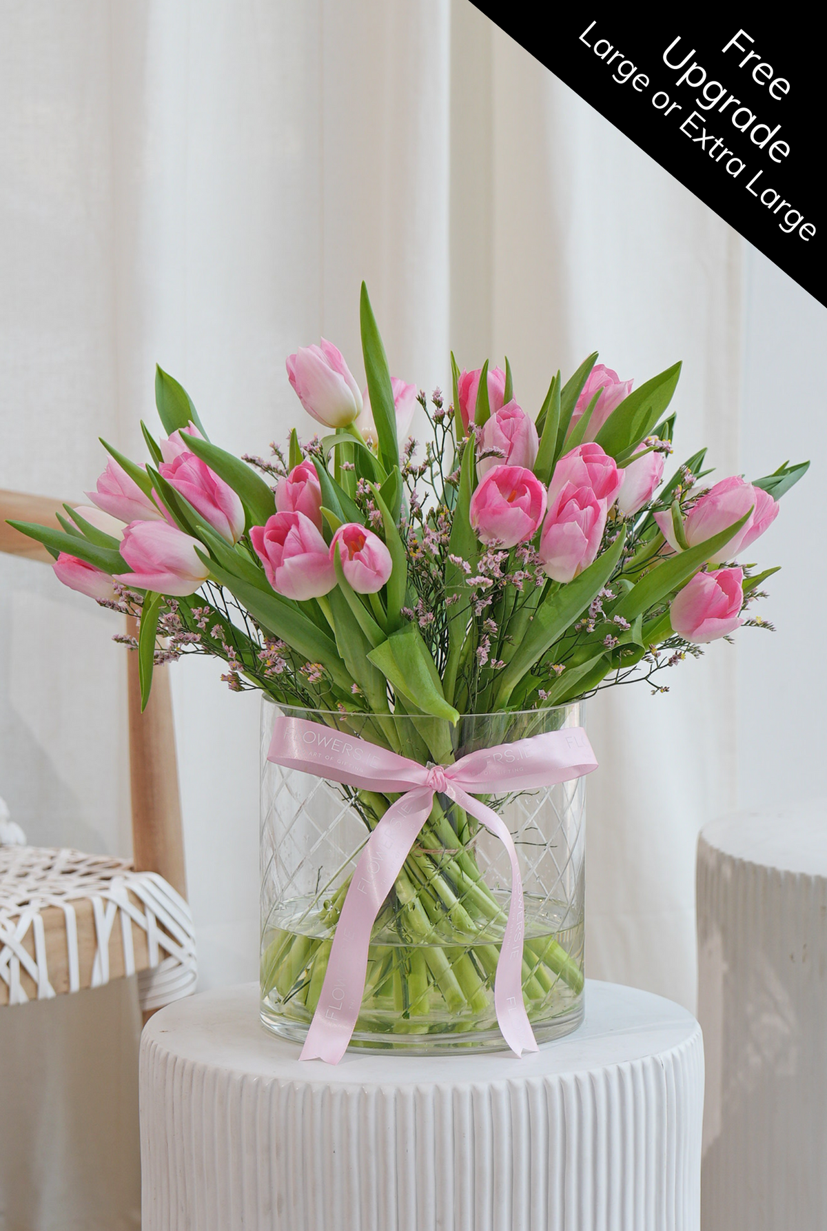 Mother&#39;s Day Luxury Pink Tulips - Vase (Free Upgrade To Large Or Extra Large)