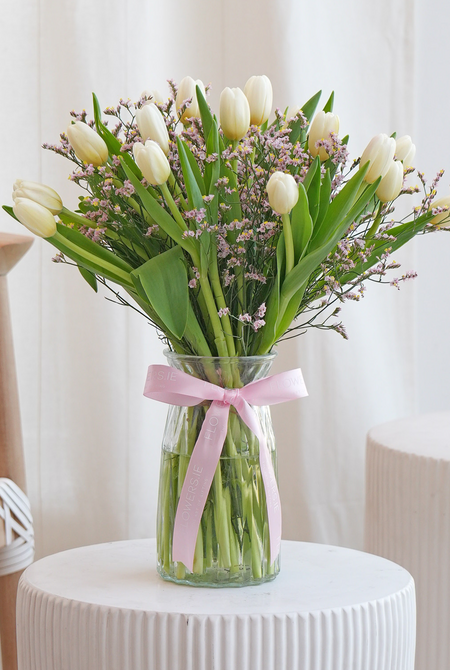 Luxury White Tulips - Vase