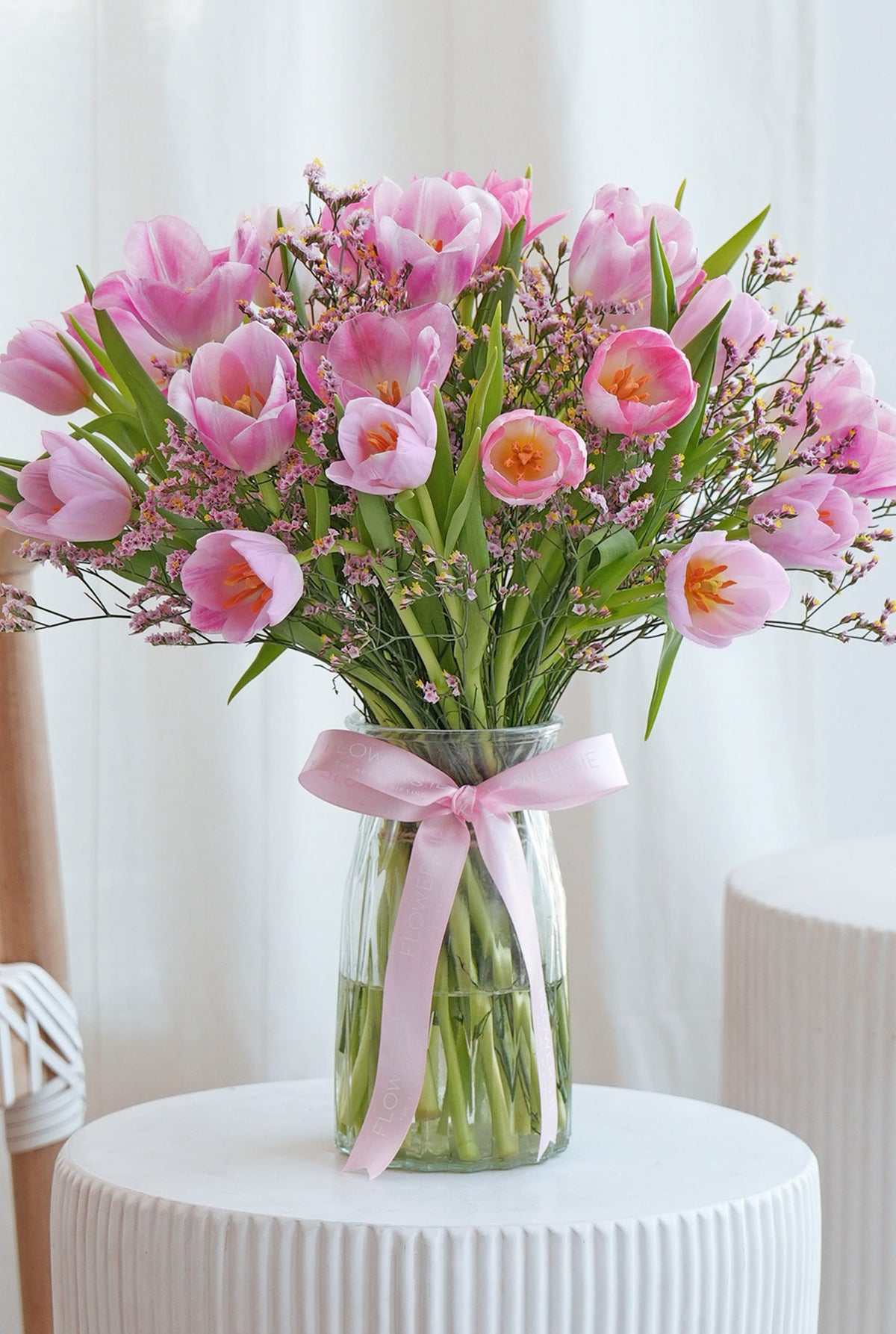 Valentine Luxury Pink Tulips - Vase