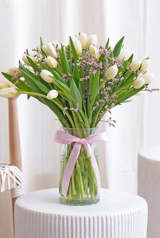 Luxury White Tulips - Vase