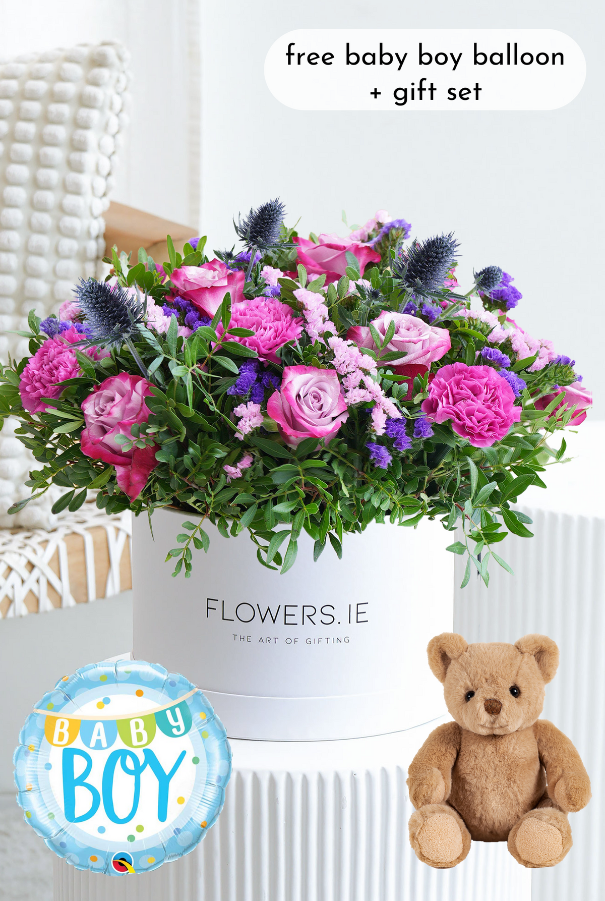 Baby Boy Lavender Floral - Hatbox