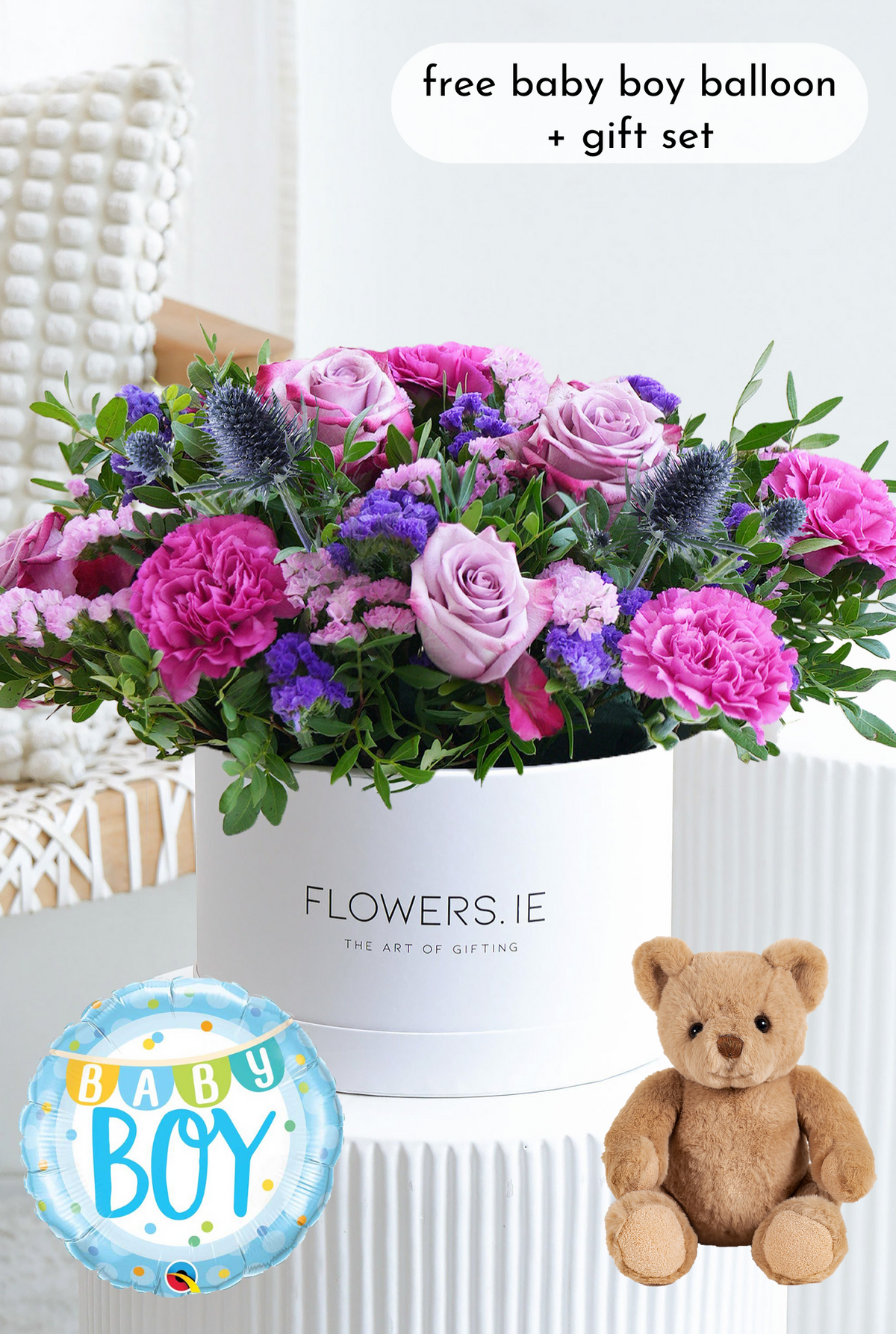 Baby Boy Lavender Floral - Hatbox