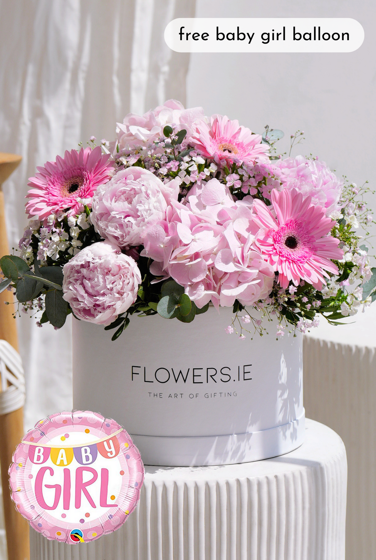 New Baby Girl Peony Pretty Pink - Hatbox