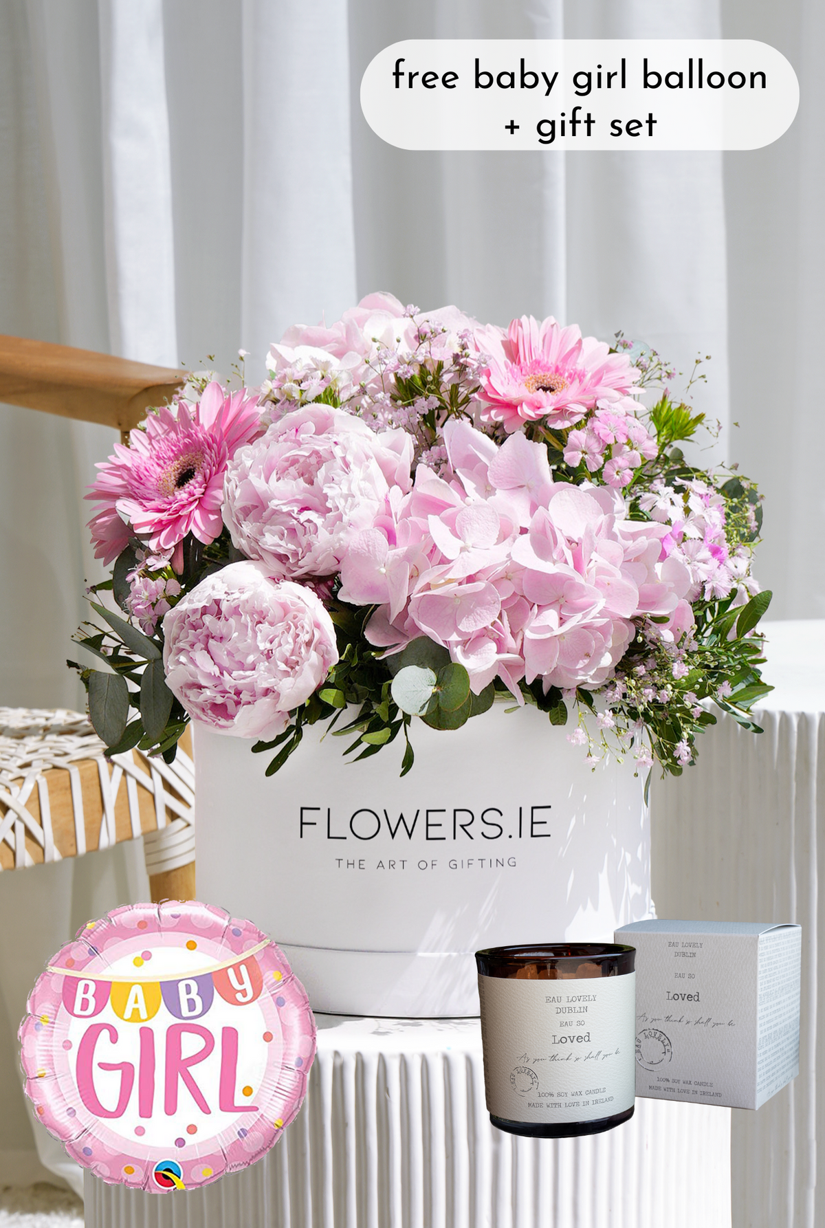 New Baby Girl Peony Pretty Pink - Hatbox