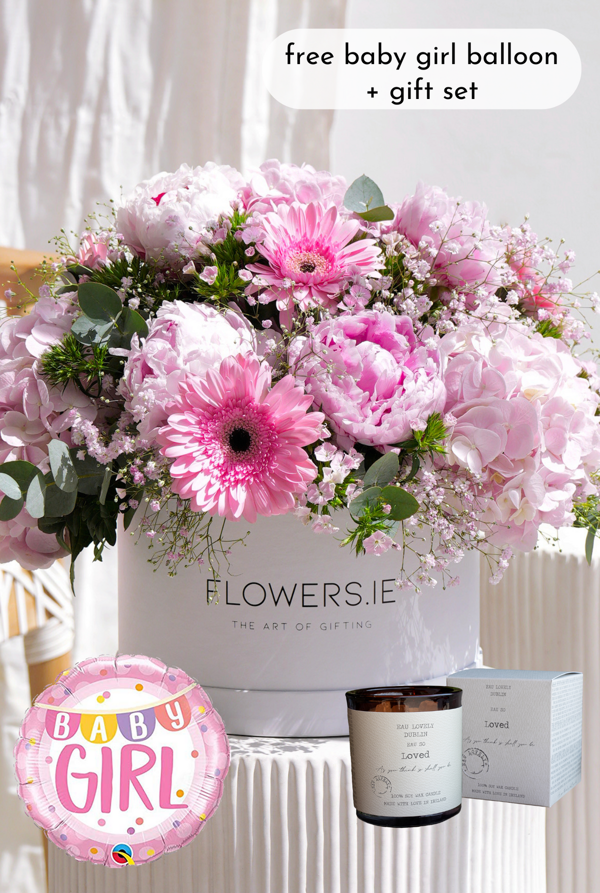 New Baby Girl Peony Pretty Pink - Hatbox