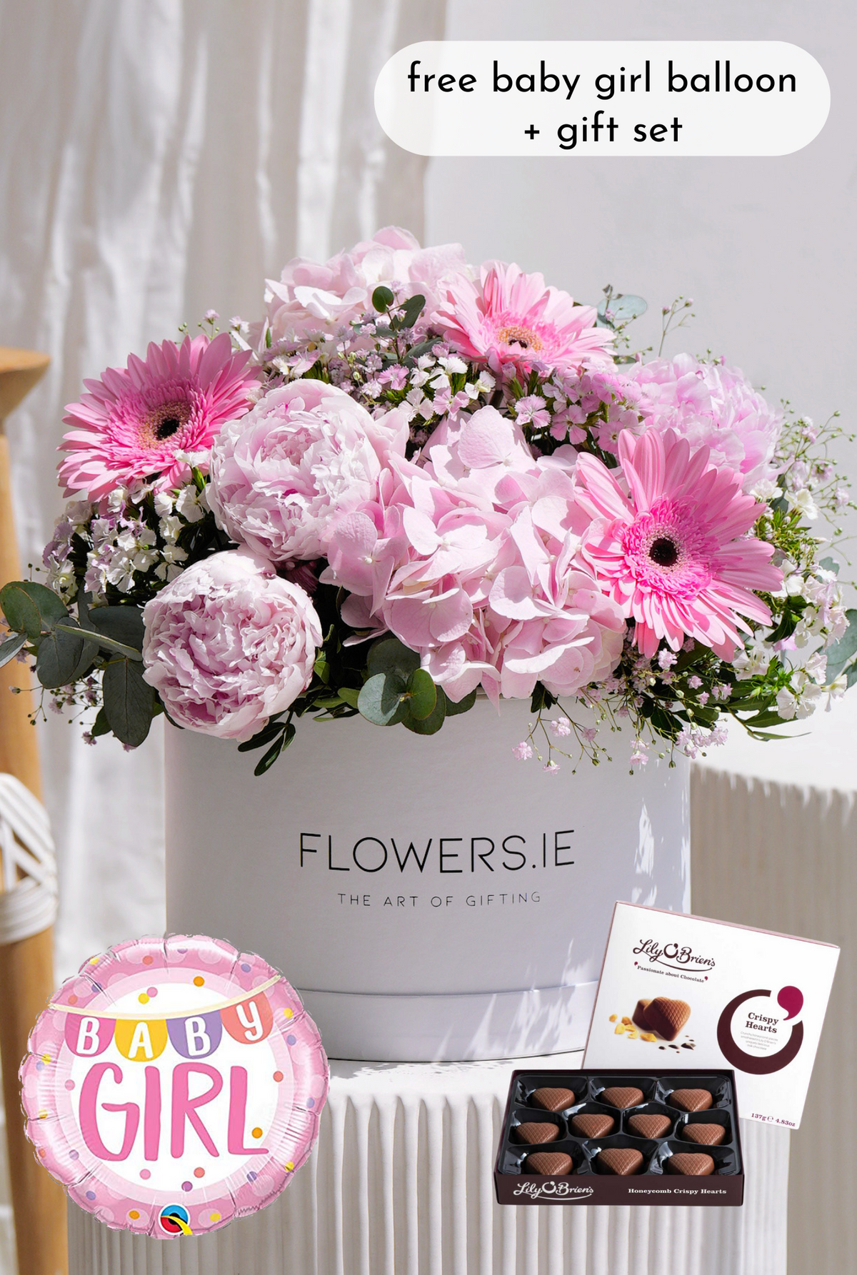 New Baby Girl Peony Pretty Pink - Hatbox