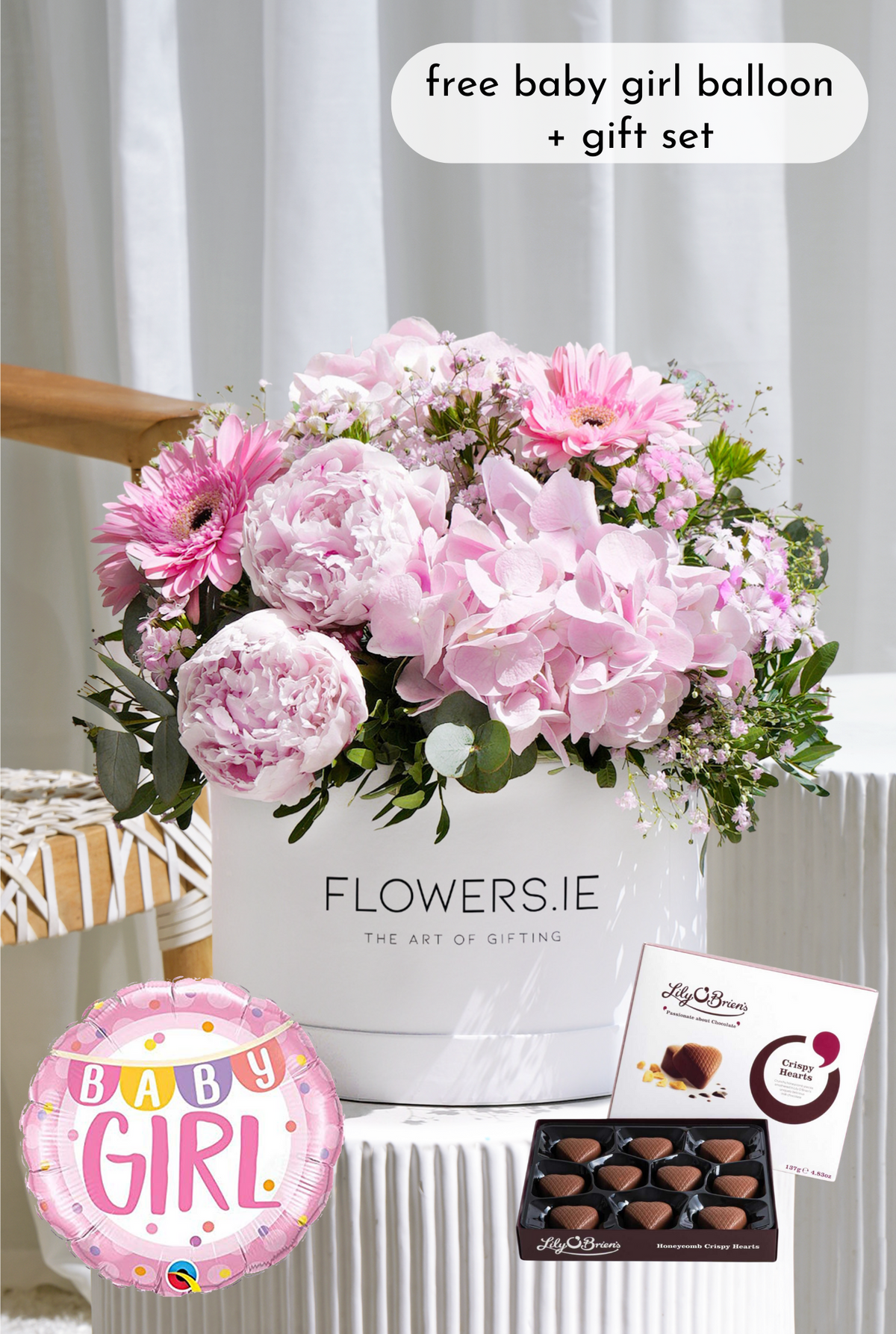 New Baby Girl Peony Pretty Pink - Hatbox