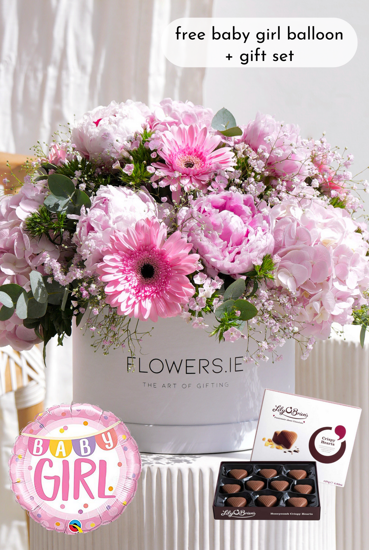 New Baby Girl Peony Pretty Pink - Hatbox