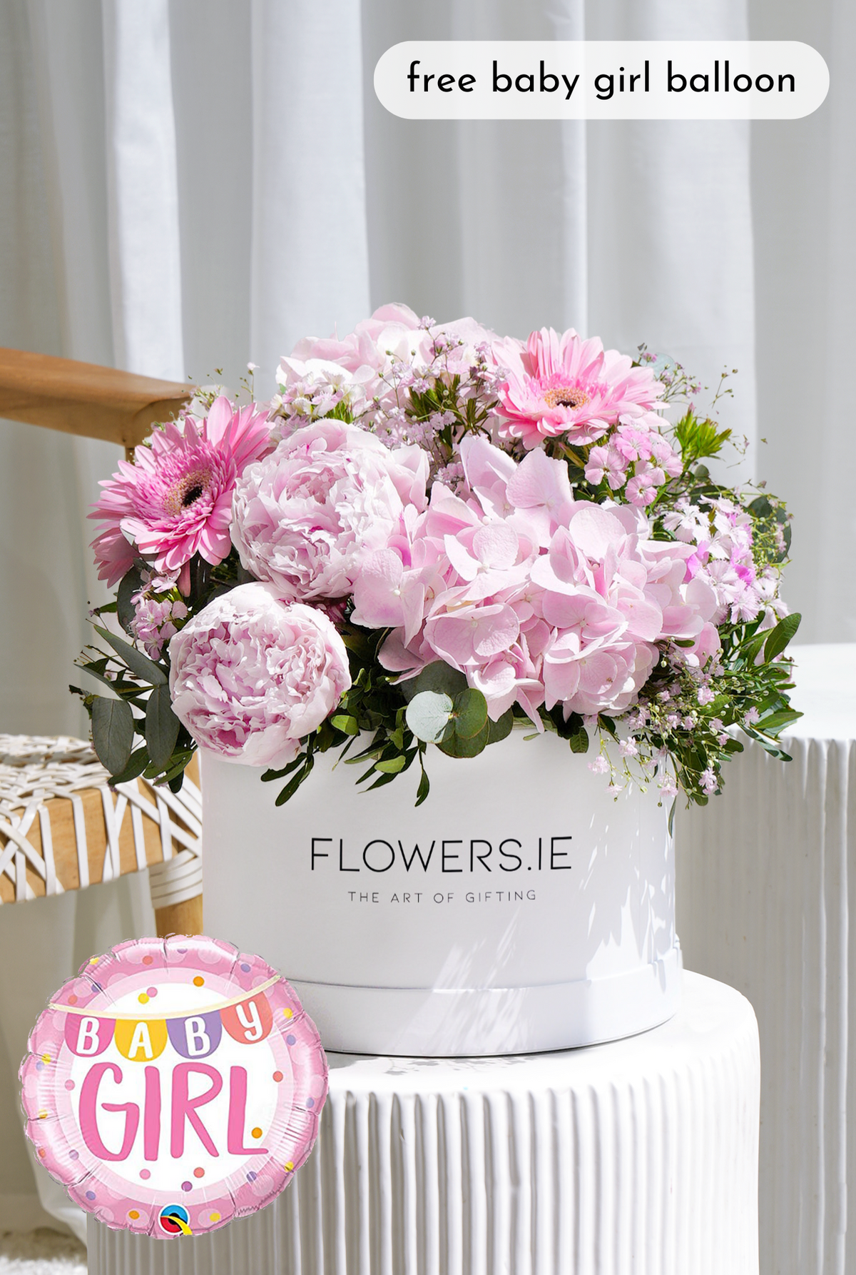 New Baby Girl Peony Pretty Pink - Hatbox