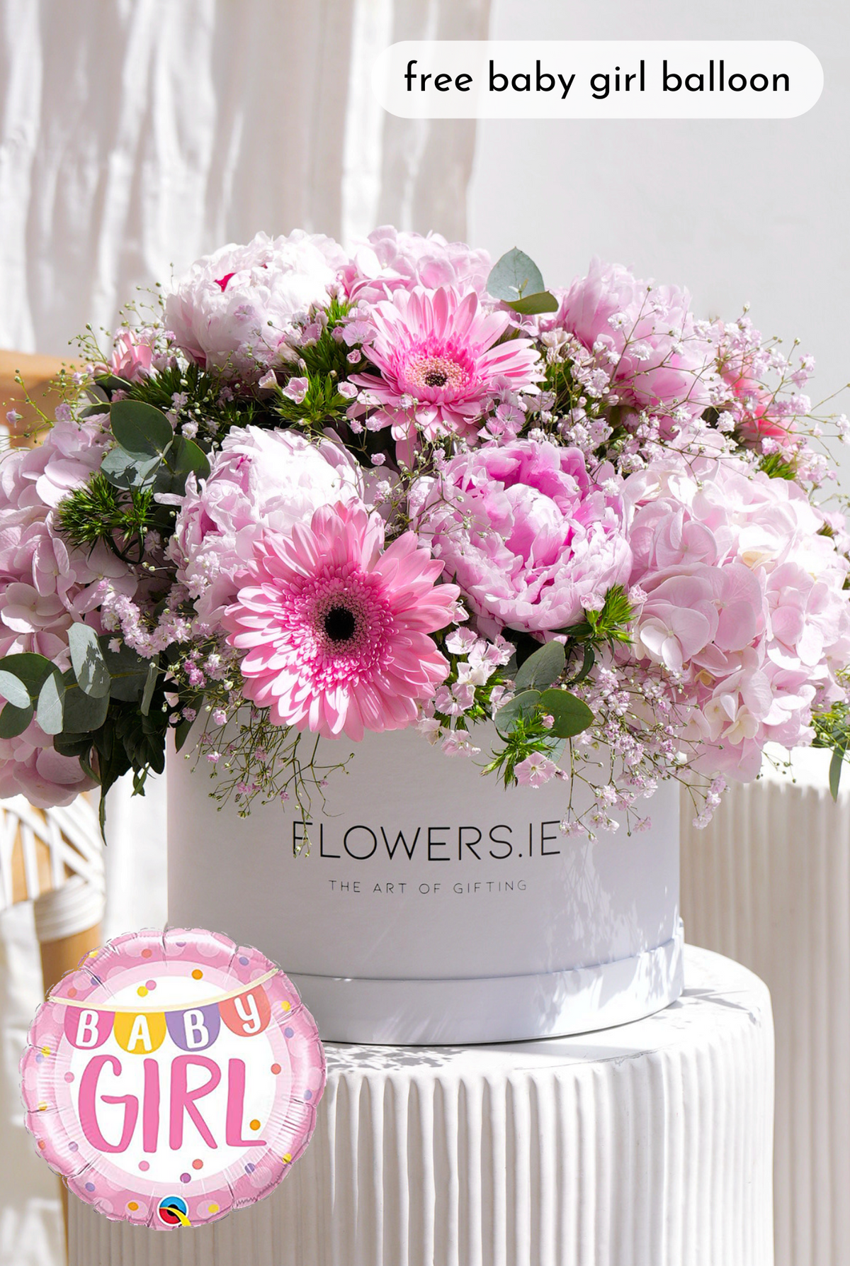 New Baby Girl Peony Pretty Pink - Hatbox