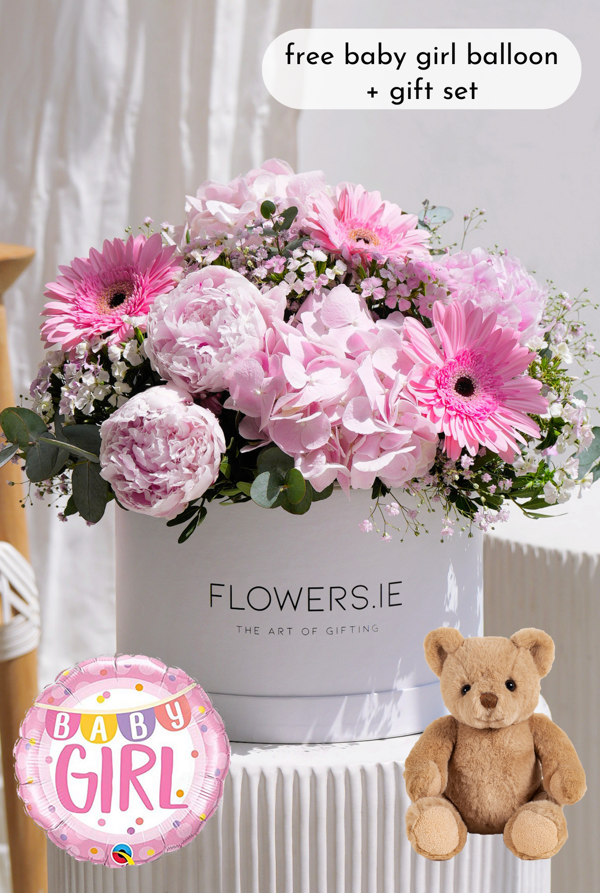 New Baby Girl Peony Pretty Pink - Hatbox