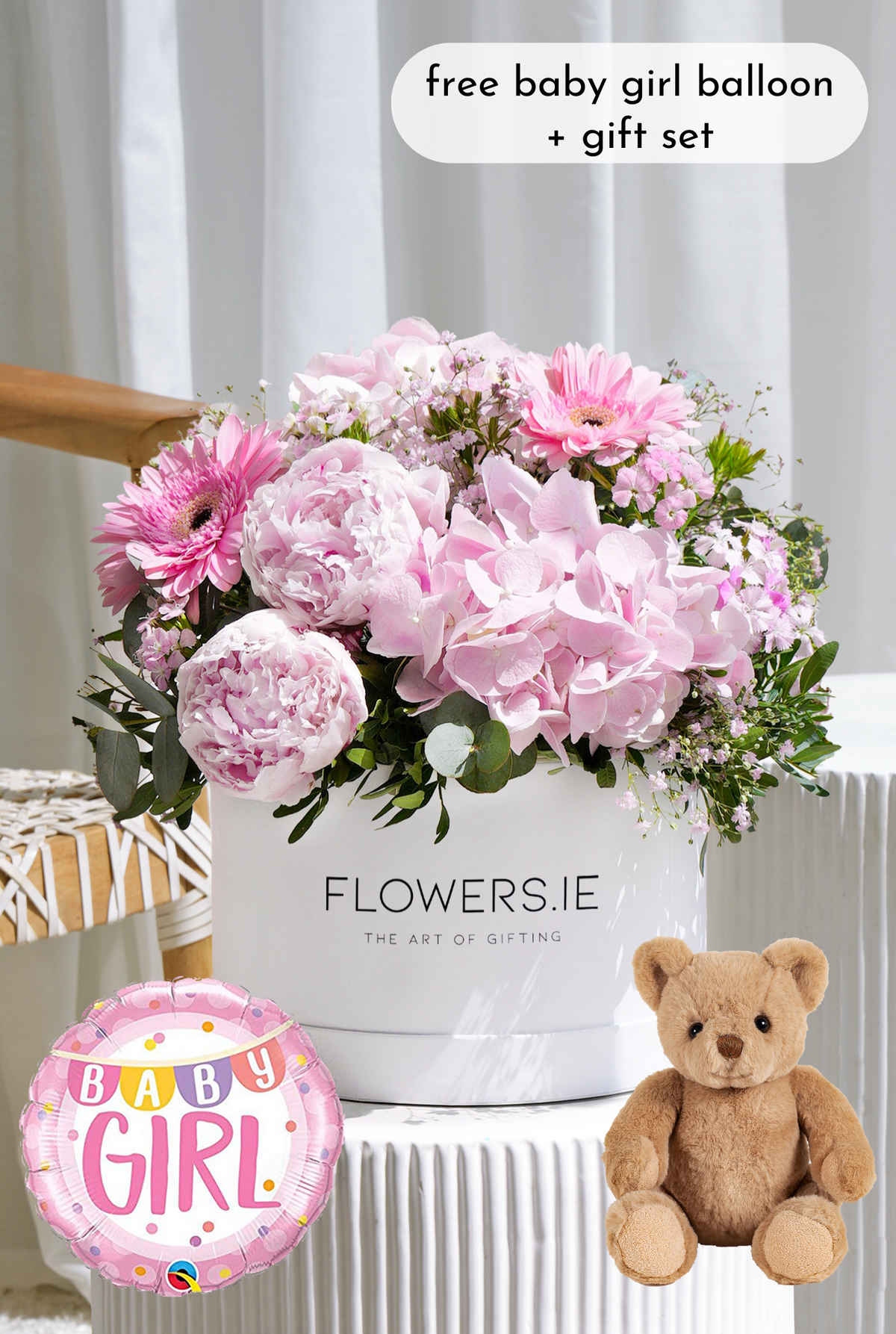 New Baby Girl Peony Pretty Pink - Hatbox