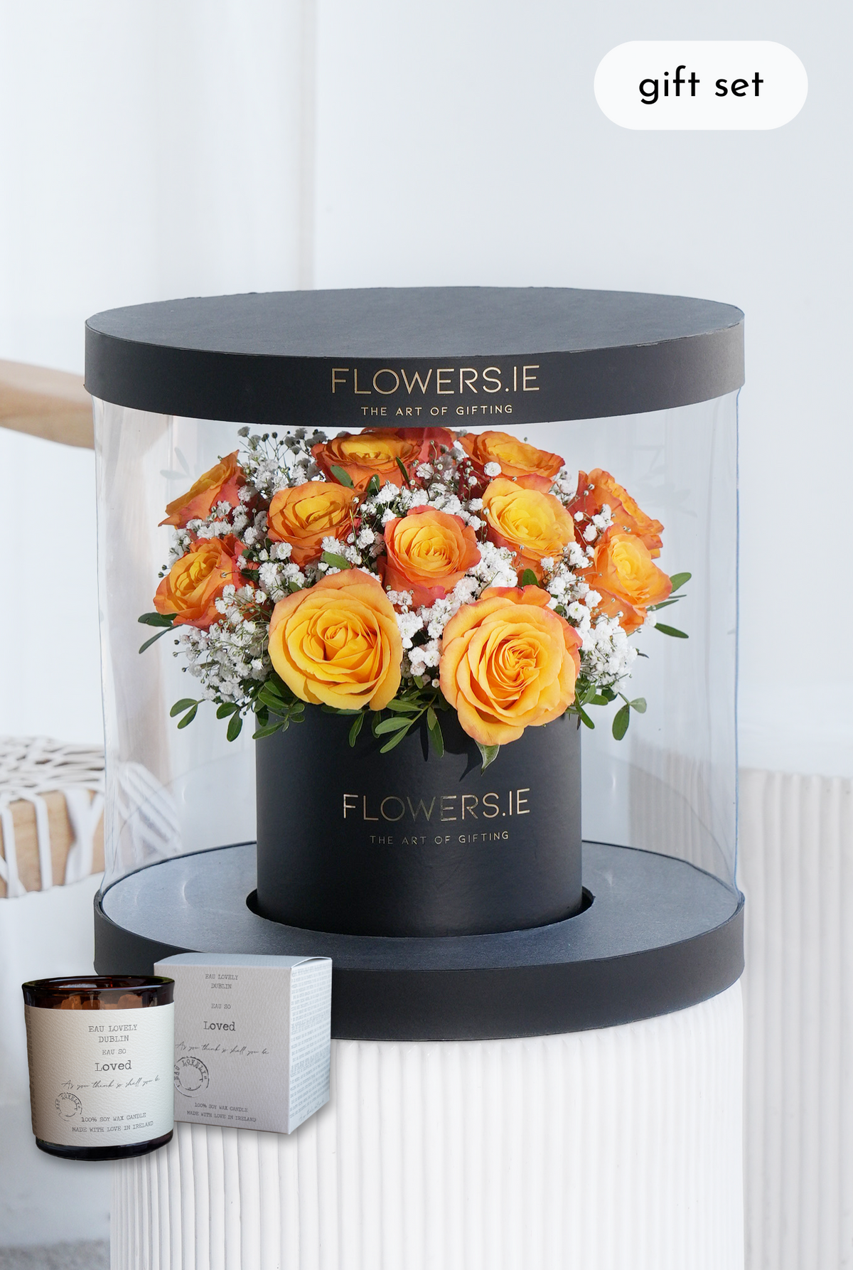 Premium Orange Rose - Hatbox