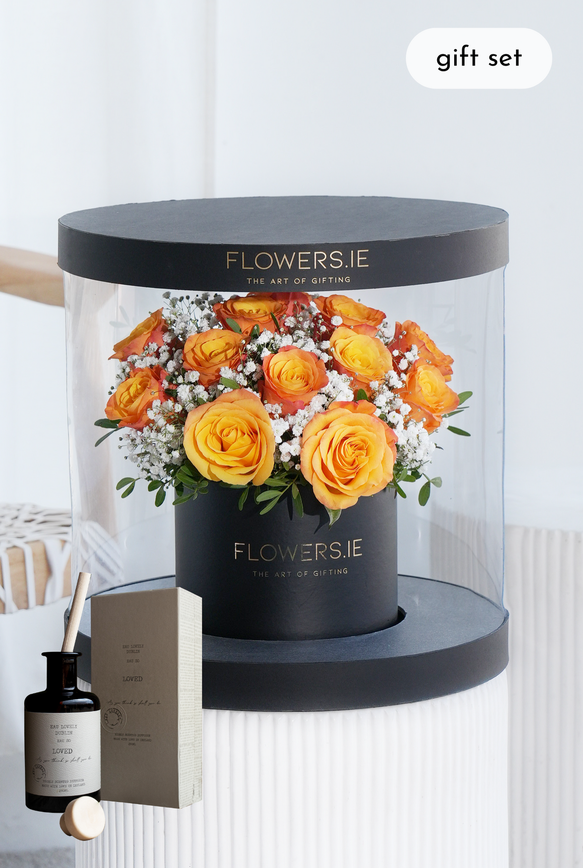 Premium Orange Rose - Hatbox