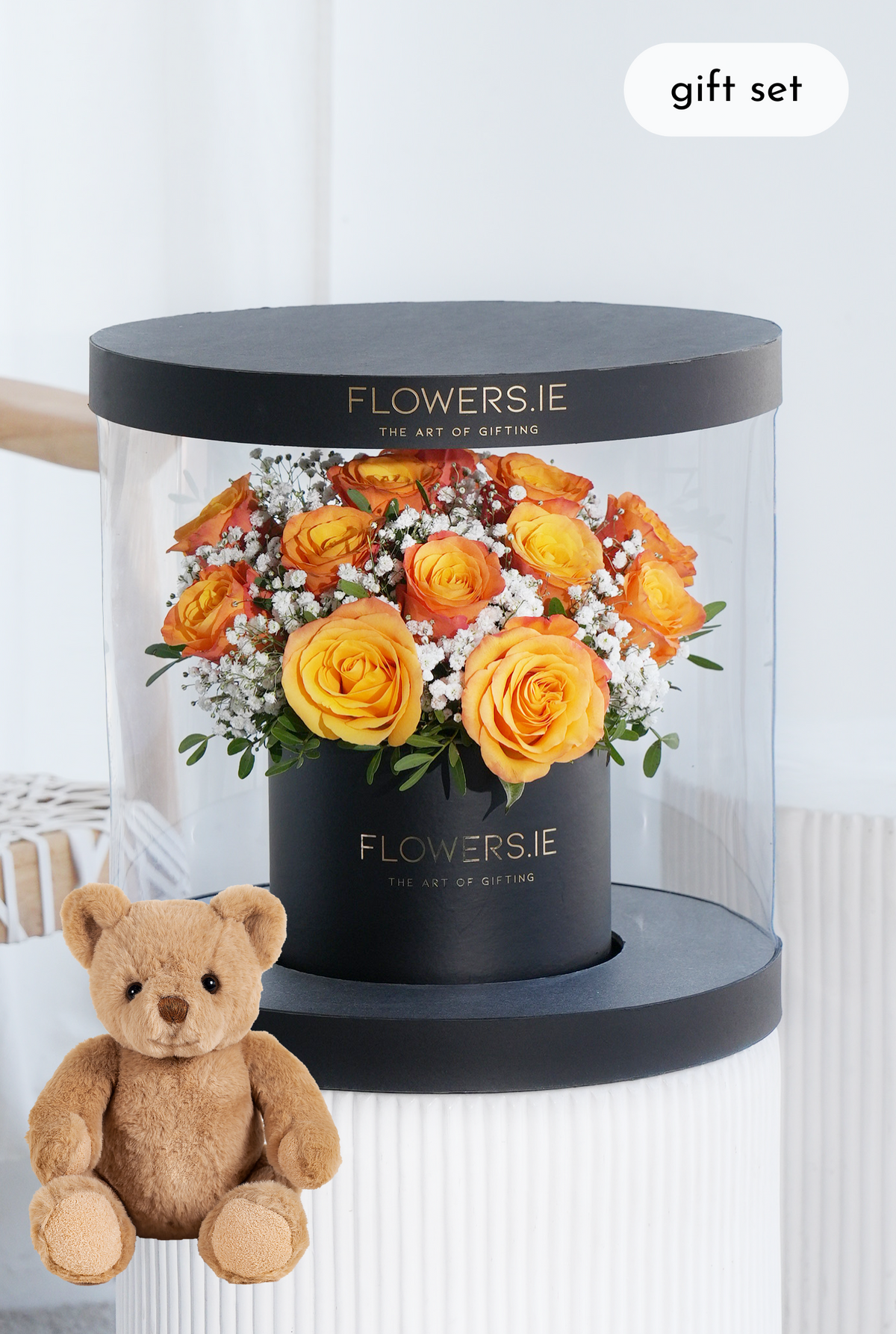 Premium Orange Rose - Hatbox