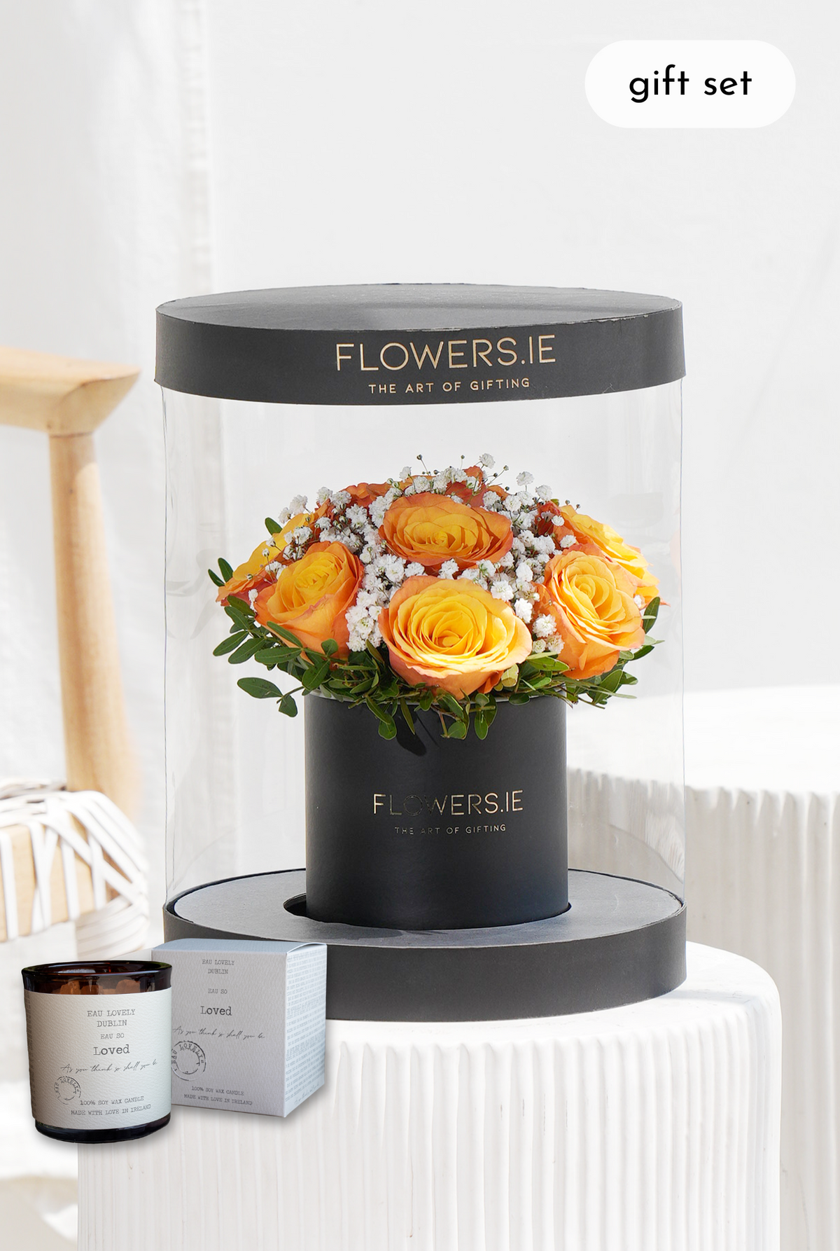 Premium Orange Rose - Hatbox