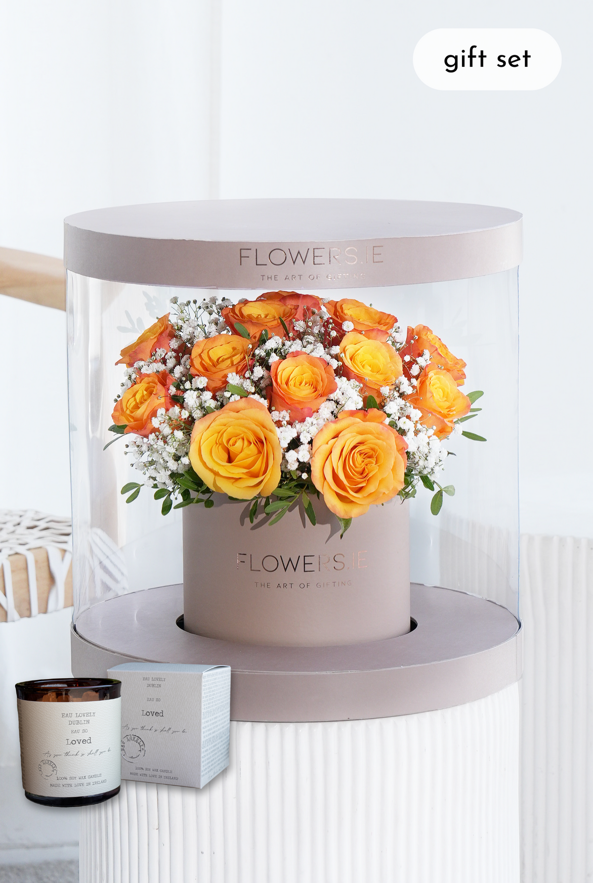 Premium Orange Rose - Hatbox