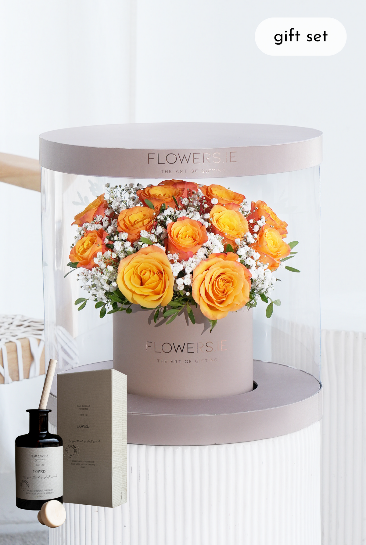 Premium Orange Rose - Hatbox