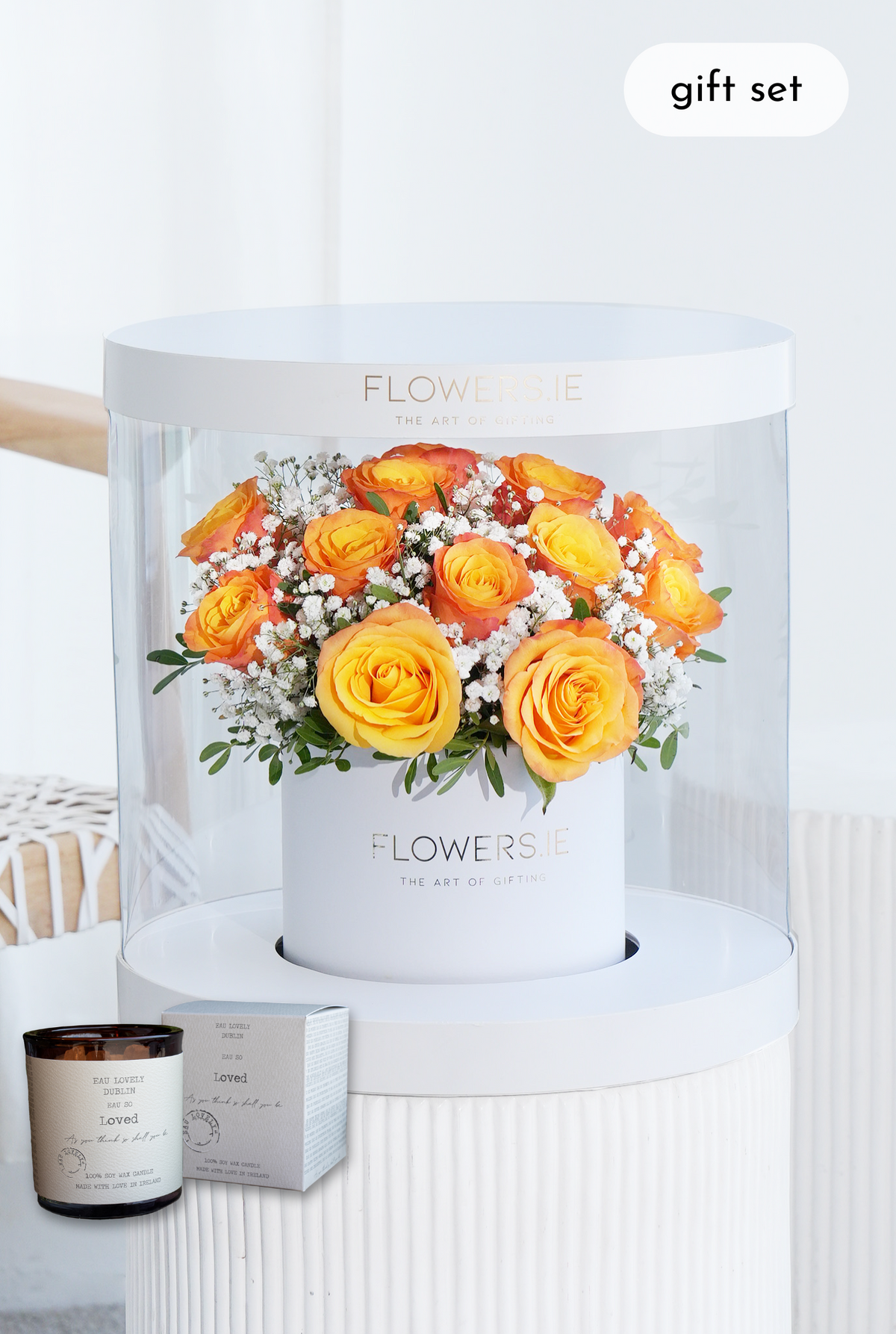 Premium Orange Rose - Hatbox