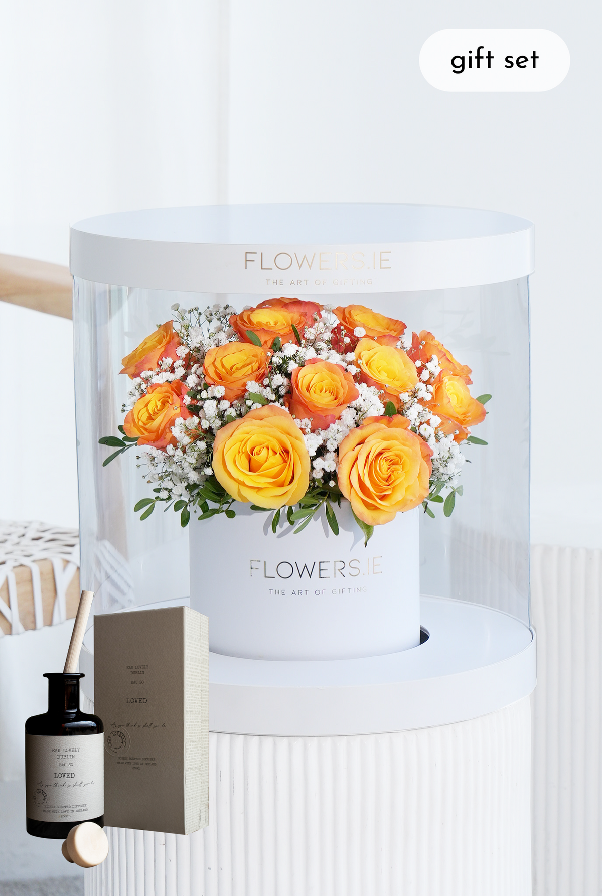 Premium Orange Rose - Hatbox