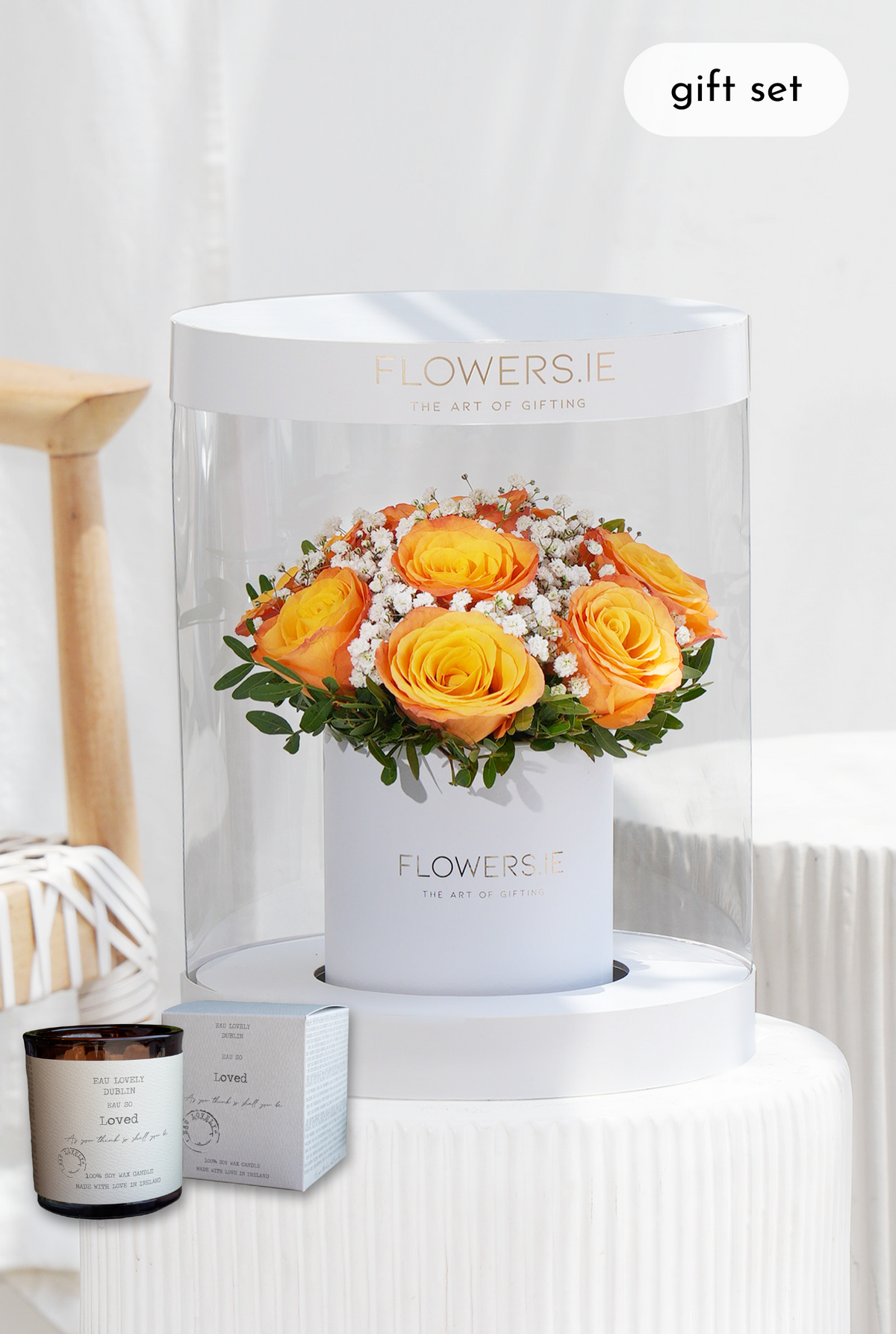 Premium Orange Rose - Hatbox