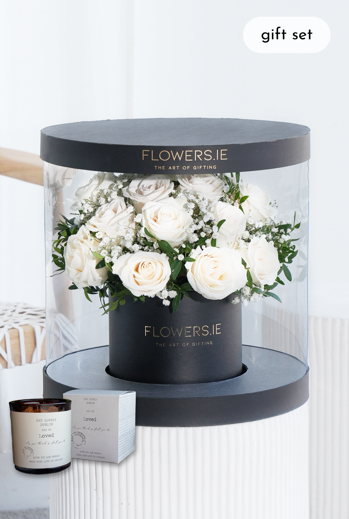 Premium White Rose - Hatbox