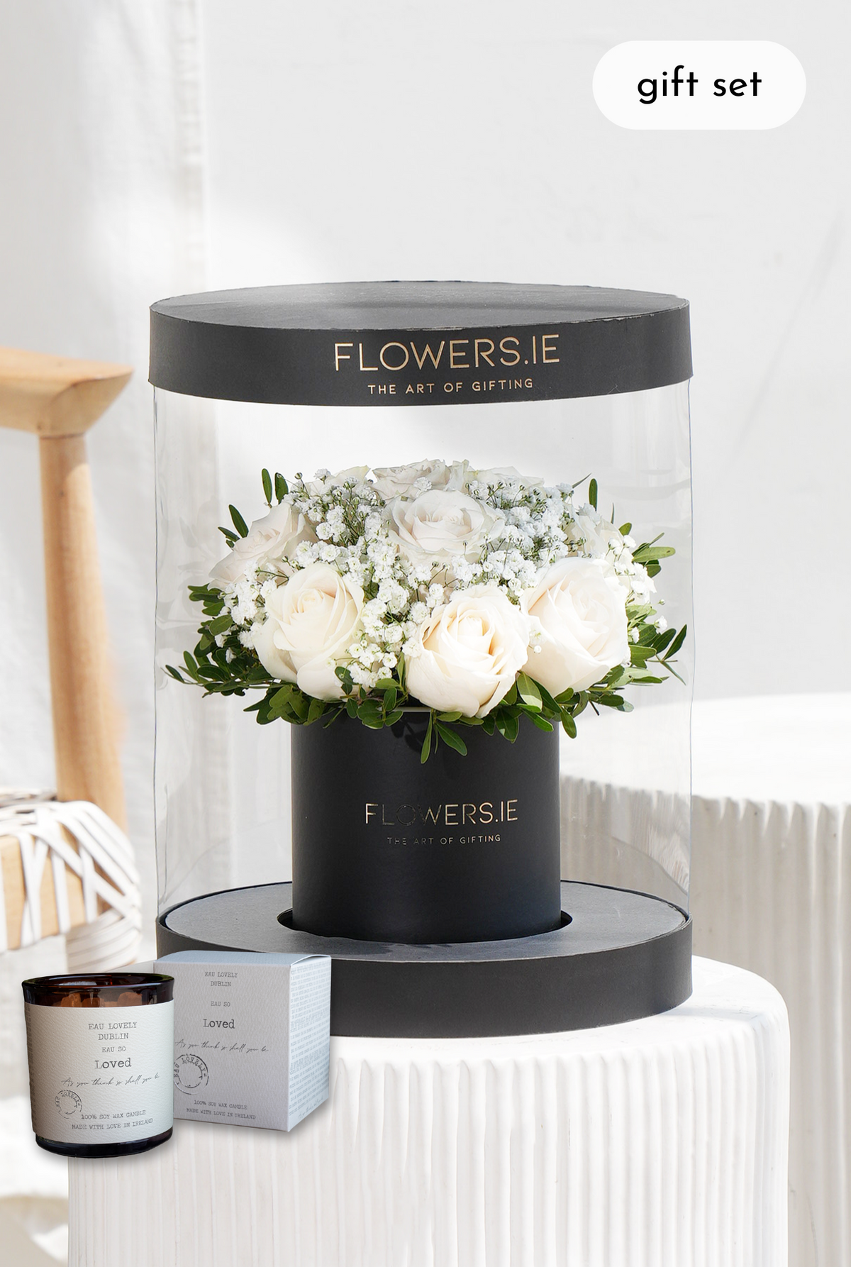 Premium White Rose - Hatbox