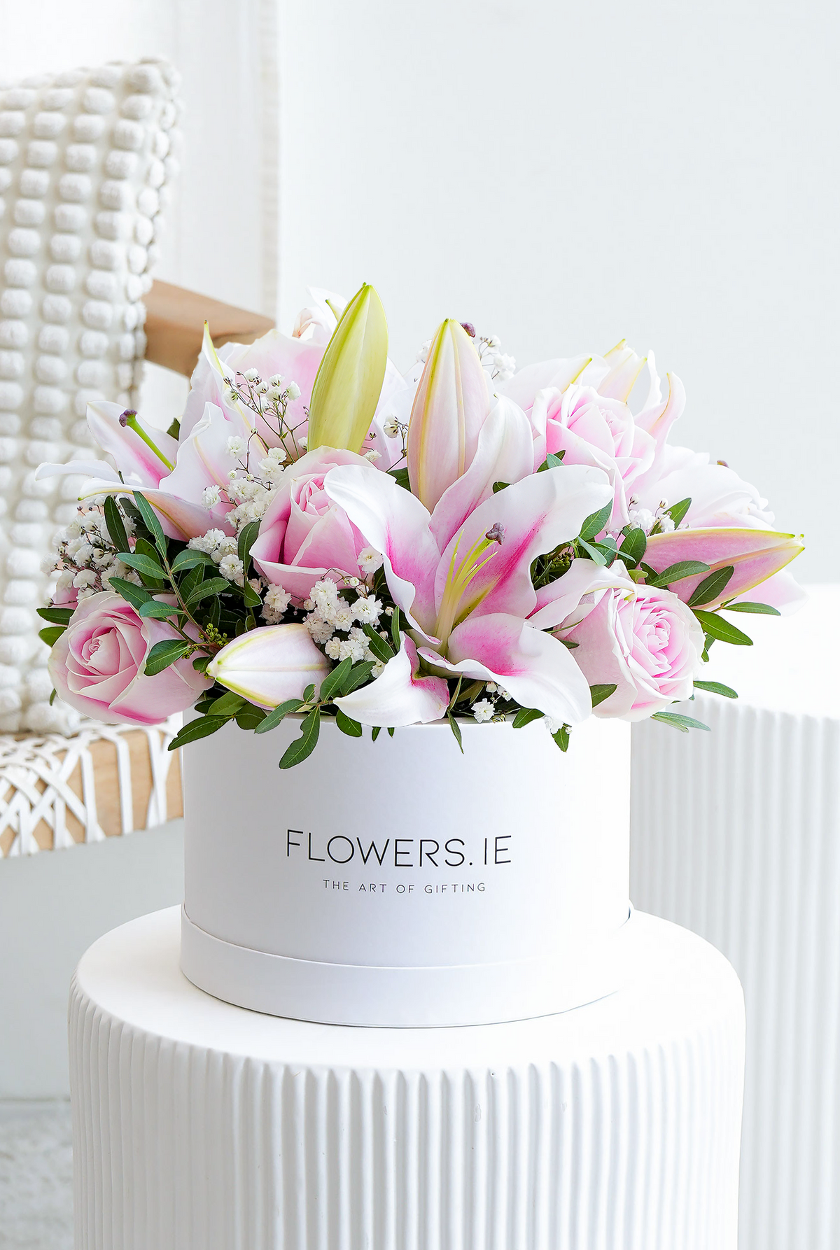 Pink Roses and Pink Lily - Hatbox